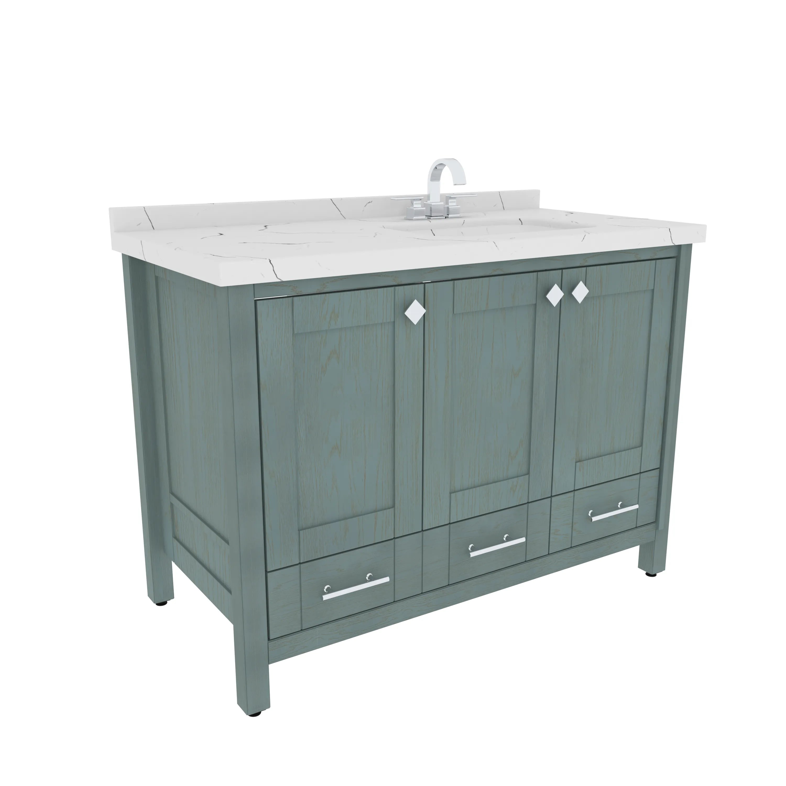 Kardelen 47'' Wide Free-standing Single Bathroom Vanity with Engineered Marble Vanity Top
