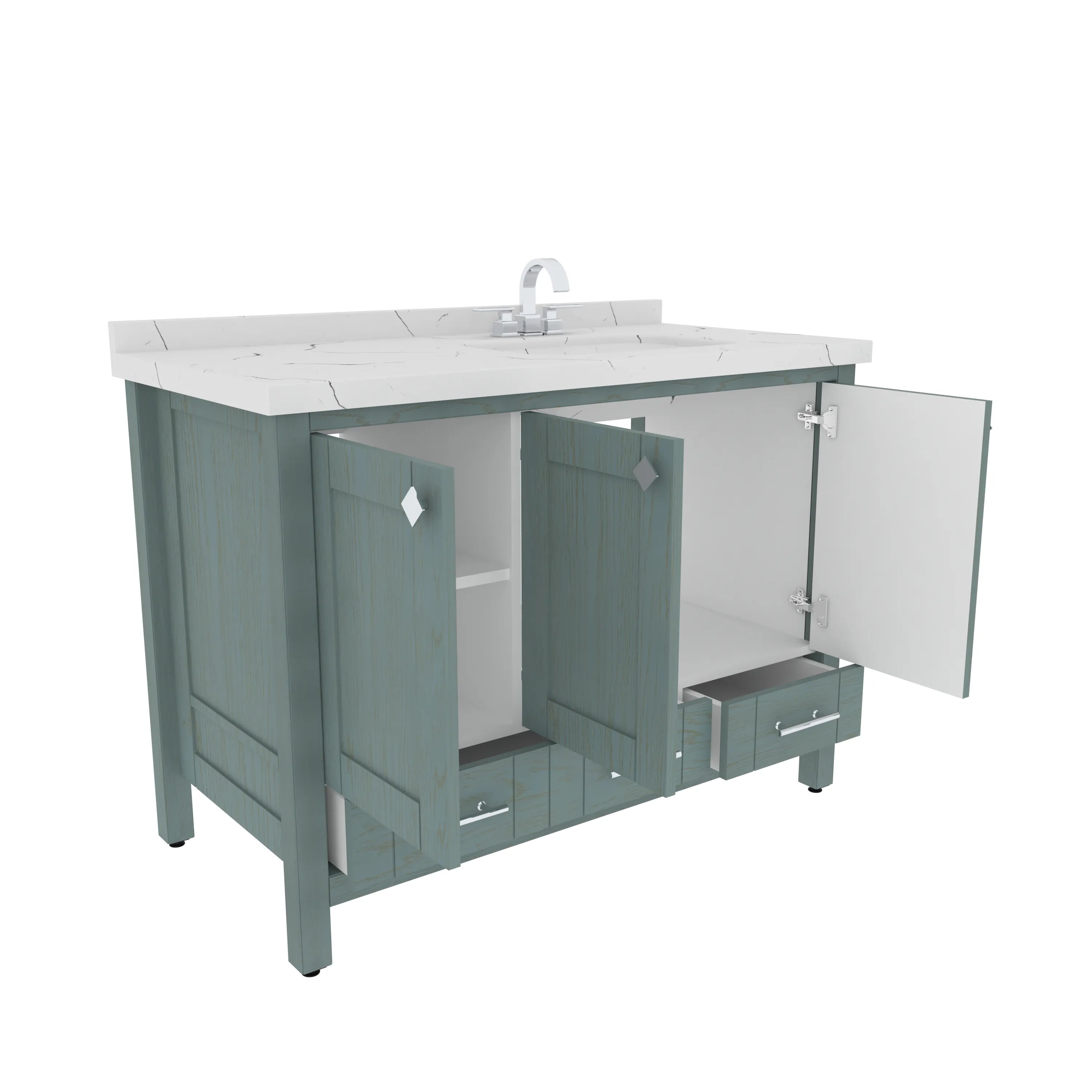 Kardelen 47'' Wide Free-standing Single Bathroom Vanity with Engineered Marble Vanity Top