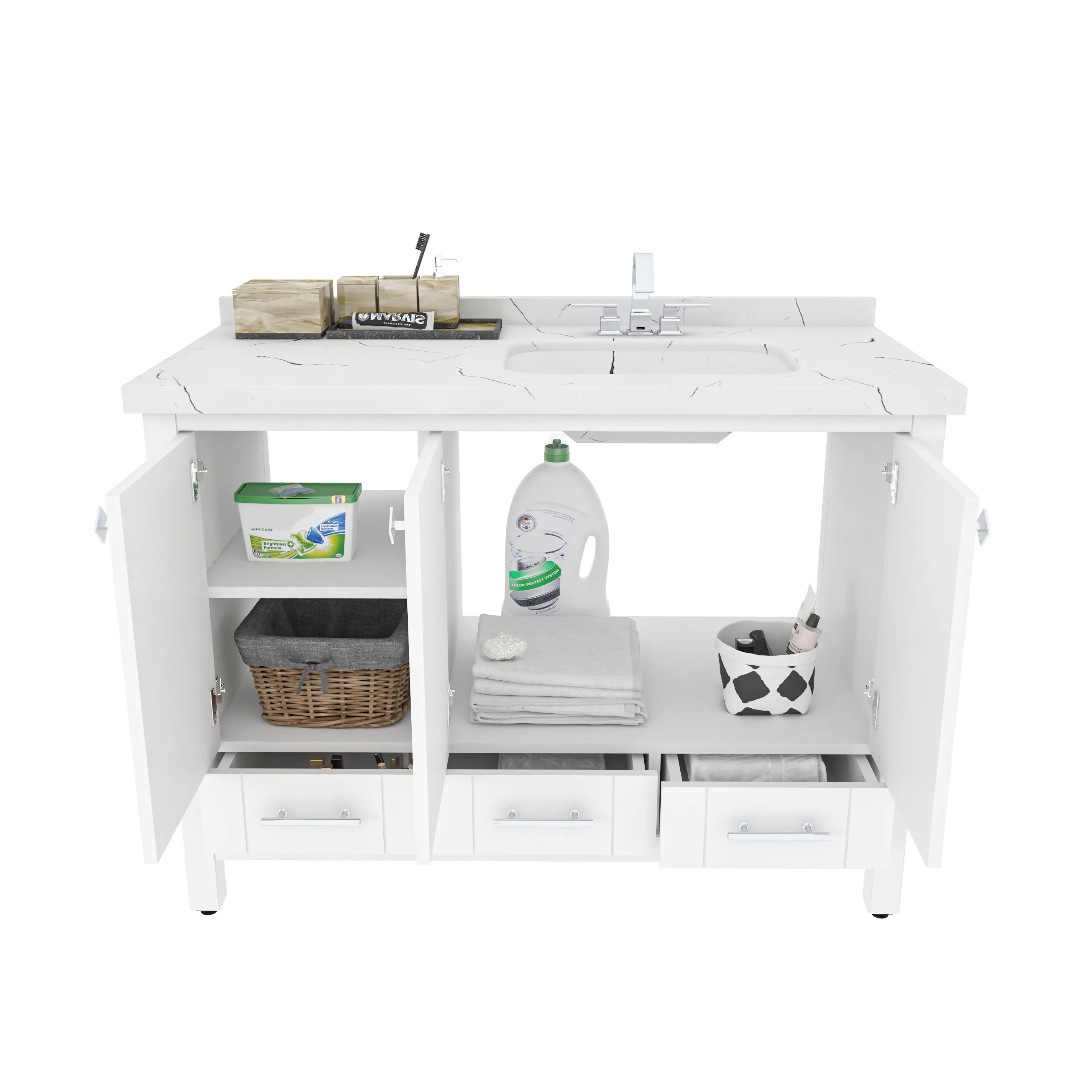 Kardelen 47'' Wide Free-standing Single Bathroom Vanity with Engineered Marble Vanity Top