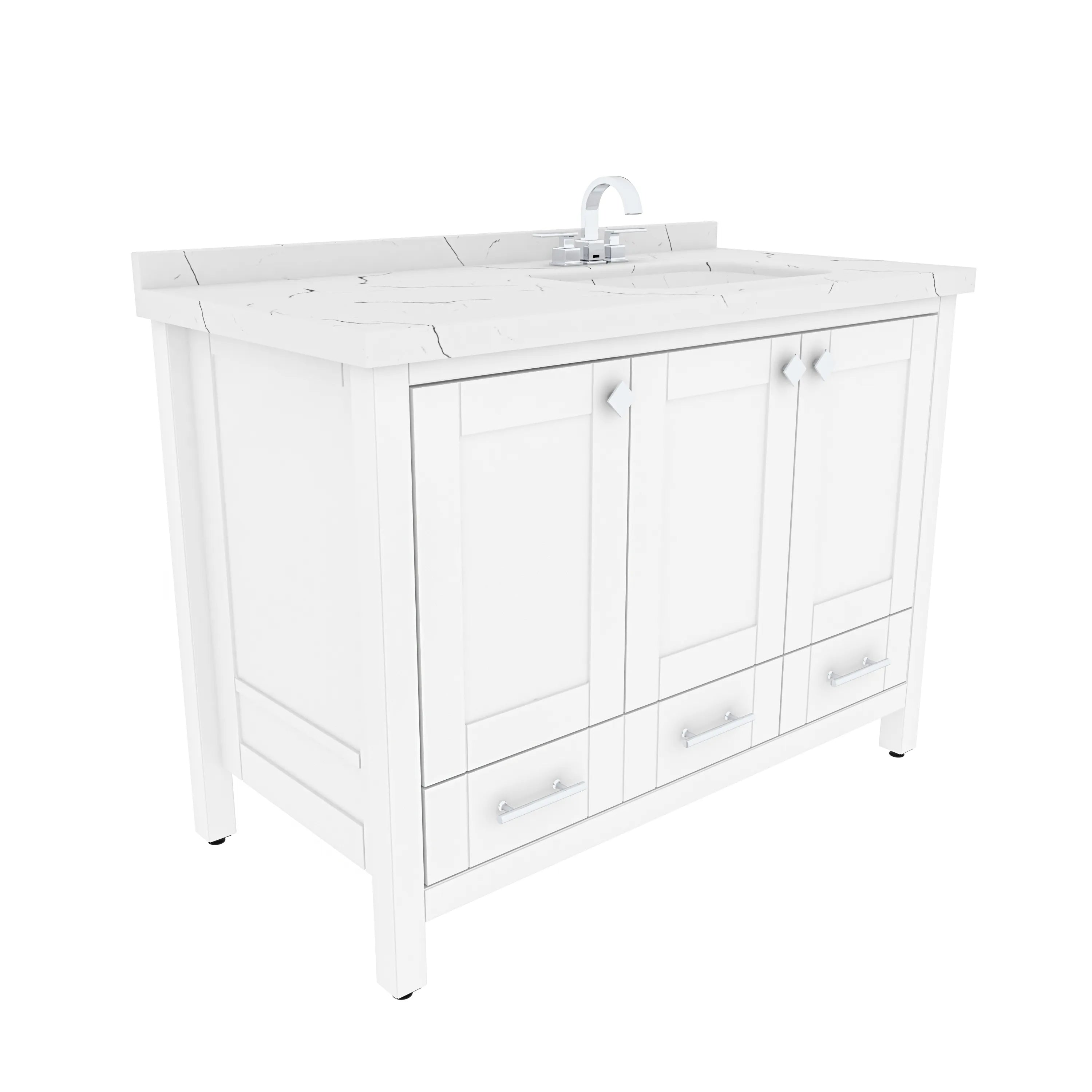 Kardelen 47'' Wide Free-standing Single Bathroom Vanity with Engineered Marble Vanity Top