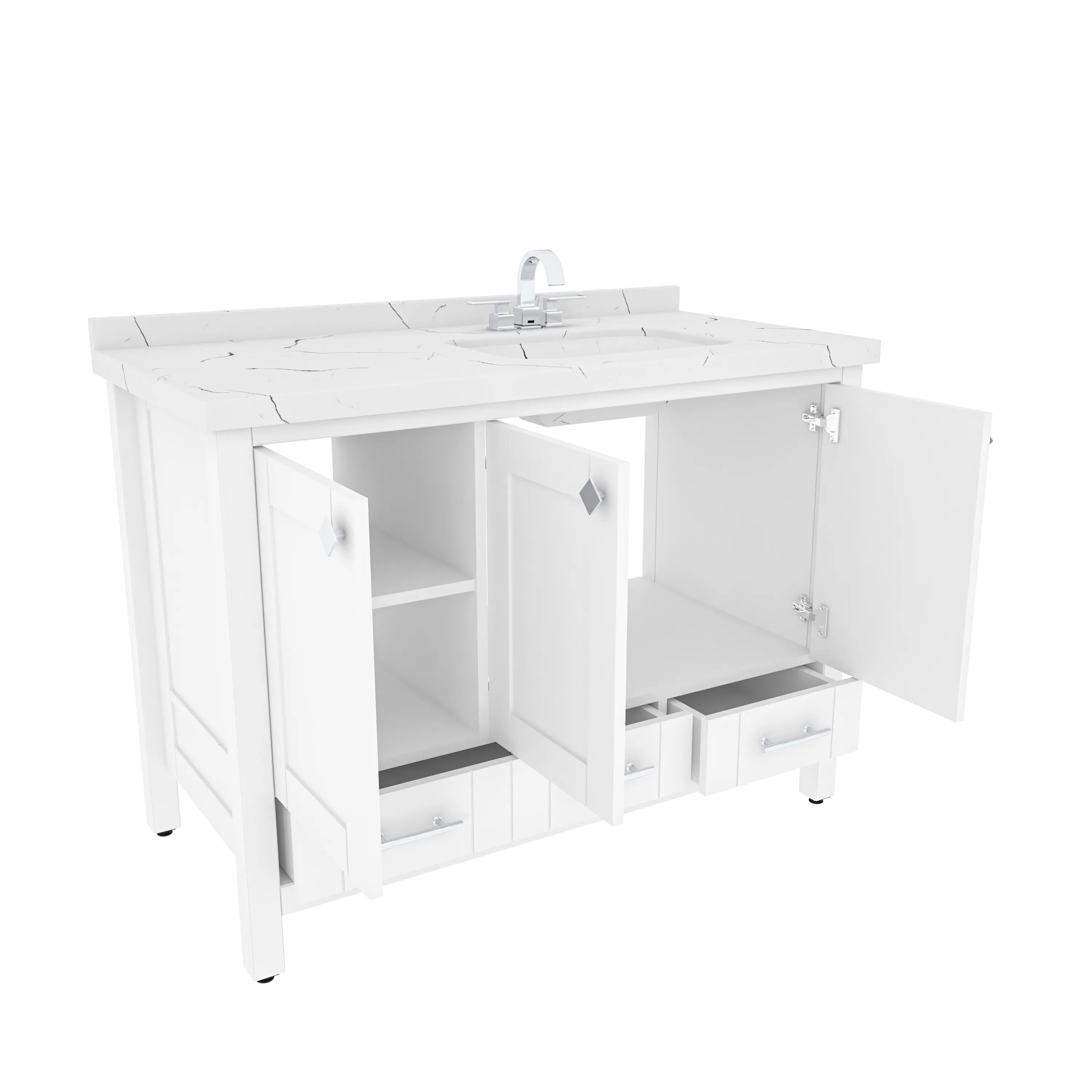 Kardelen 47'' Wide Free-standing Single Bathroom Vanity with Engineered Marble Vanity Top
