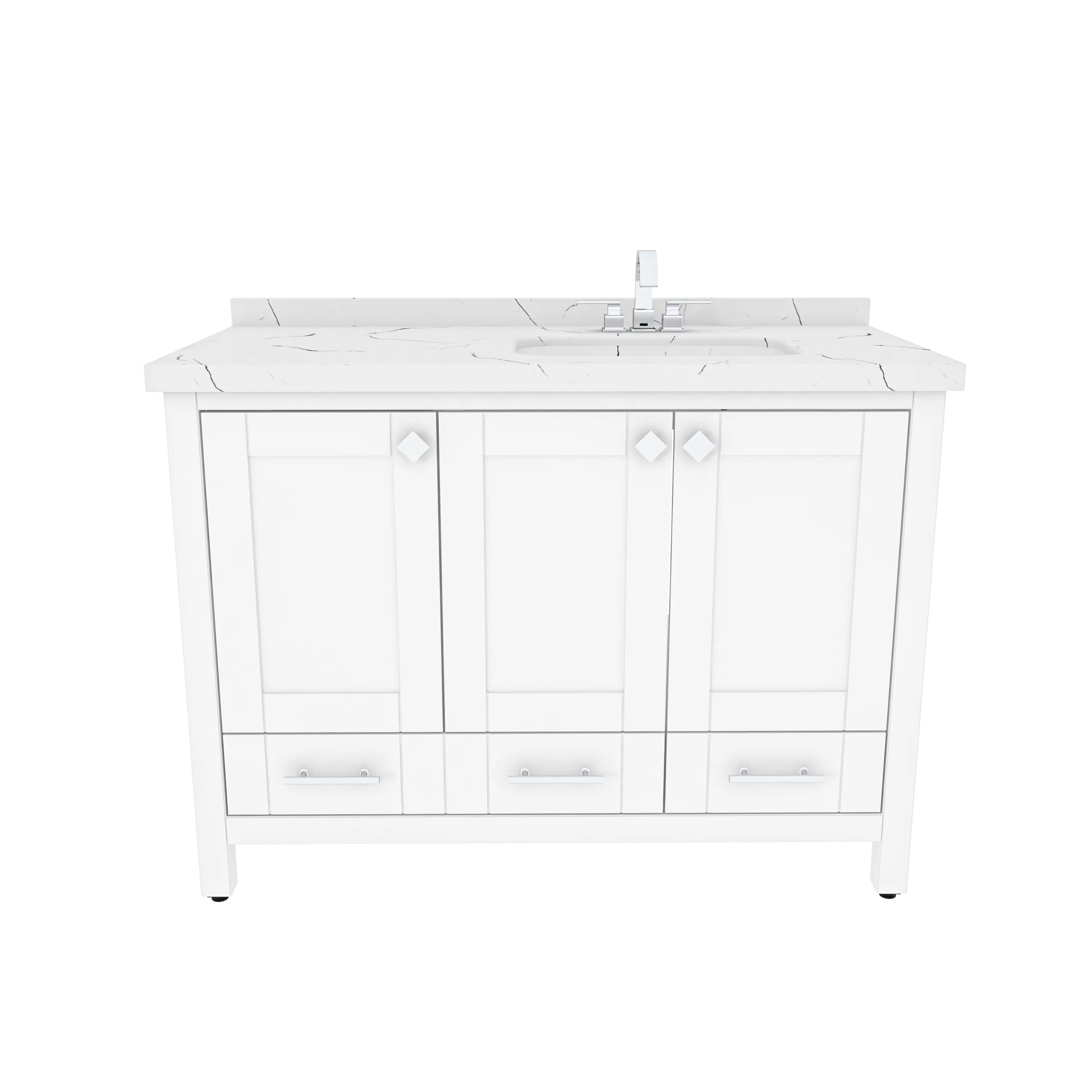 Kardelen 47'' Wide Free-standing Single Bathroom Vanity with Engineered Marble Vanity Top