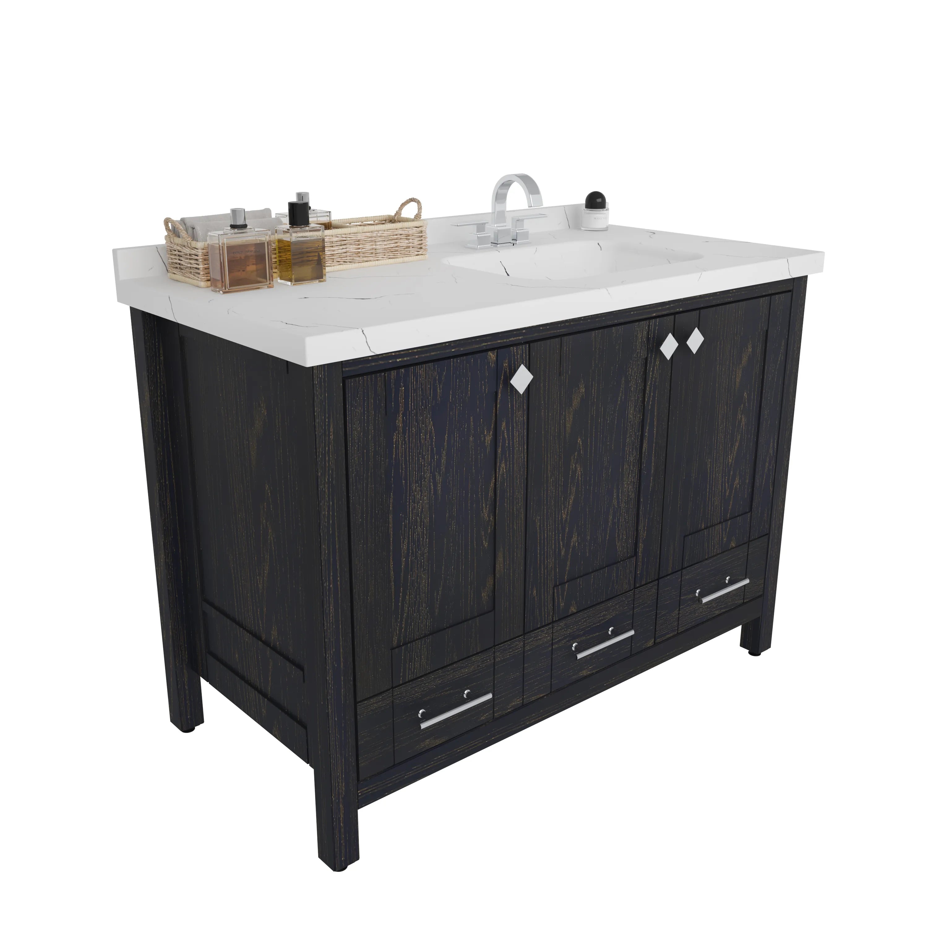 Kardelen 47'' Wide Free-standing Single Bathroom Vanity with Engineered Marble Vanity Top