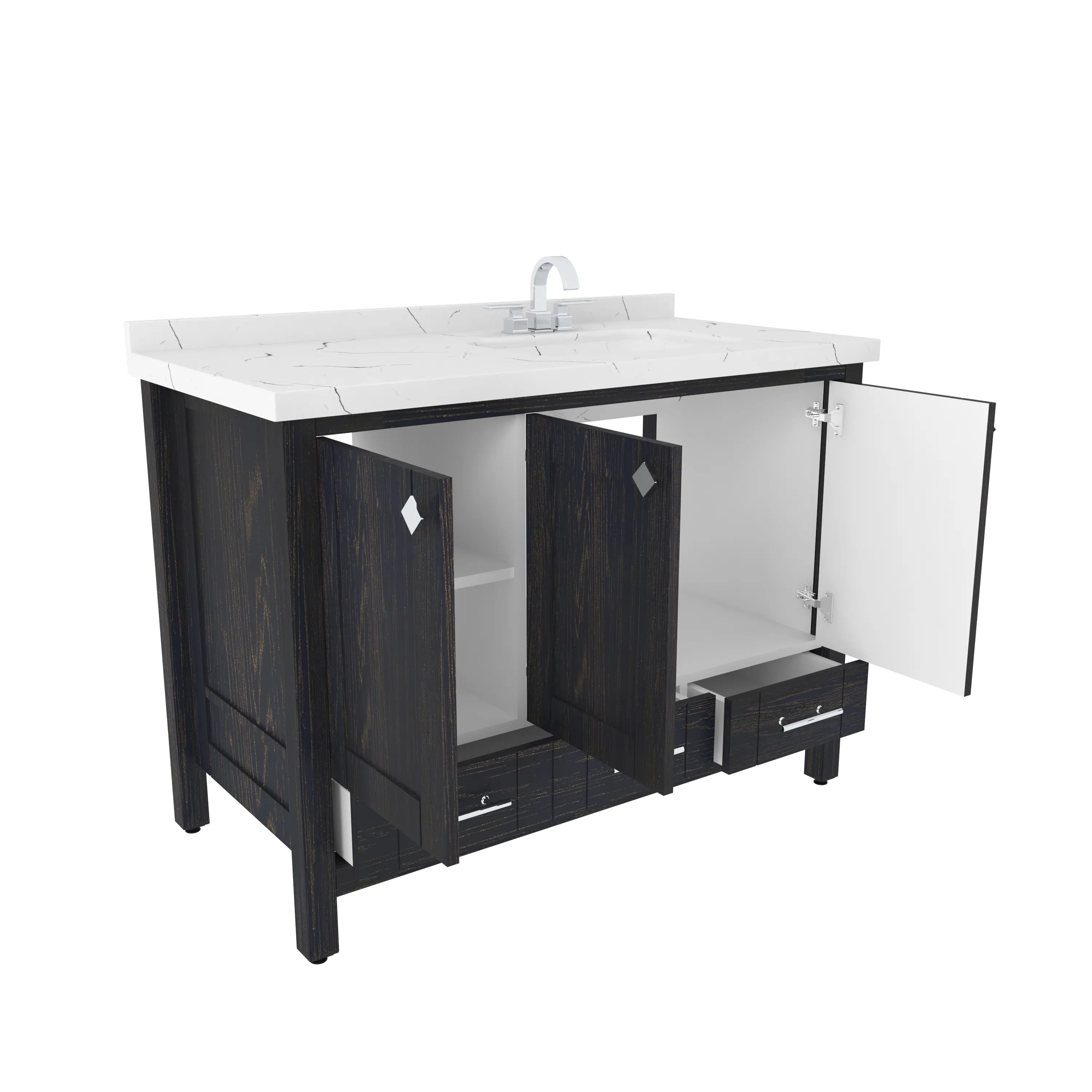 Kardelen 47'' Wide Free-standing Single Bathroom Vanity with Engineered Marble Vanity Top