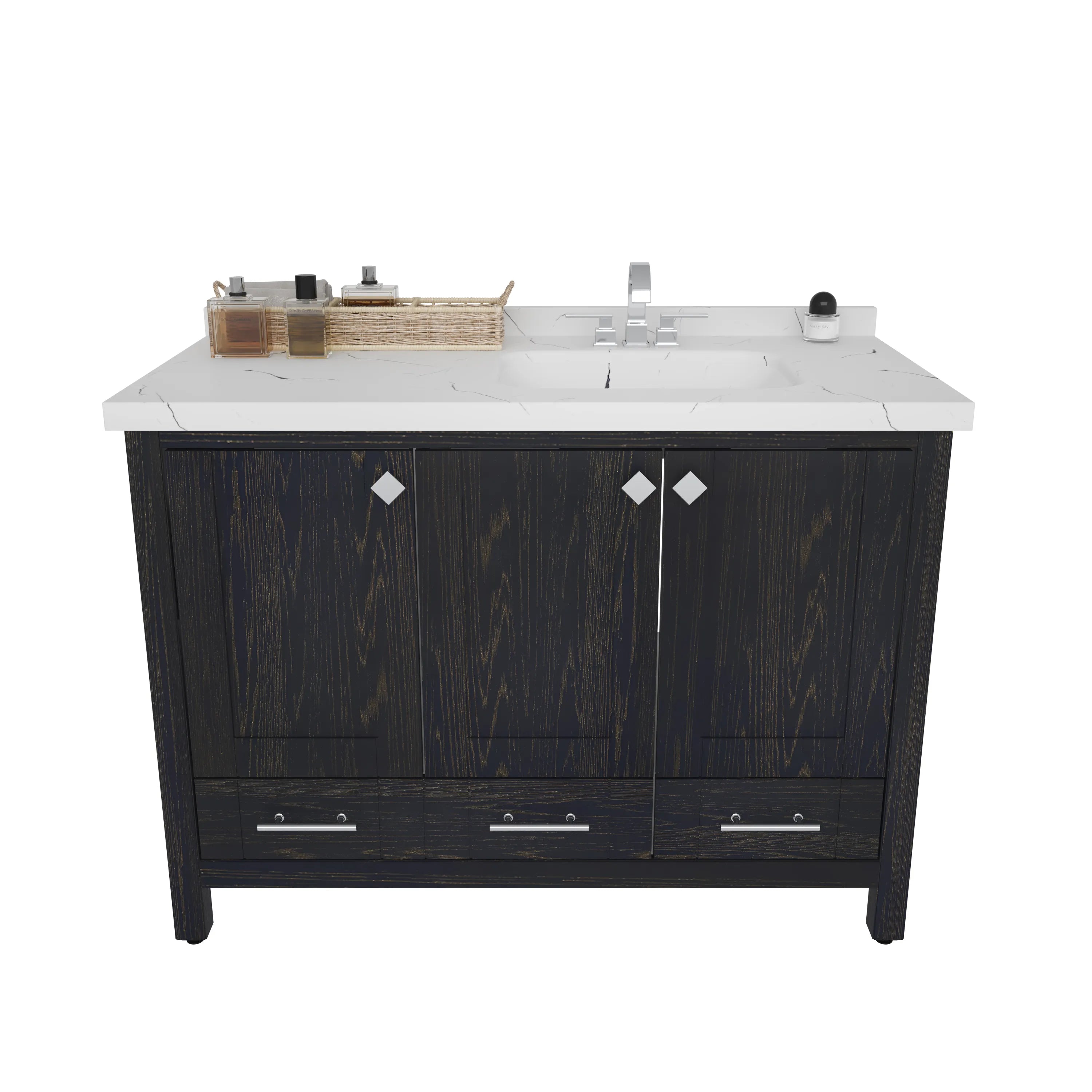 Kardelen 47'' Wide Free-standing Single Bathroom Vanity with Engineered Marble Vanity Top