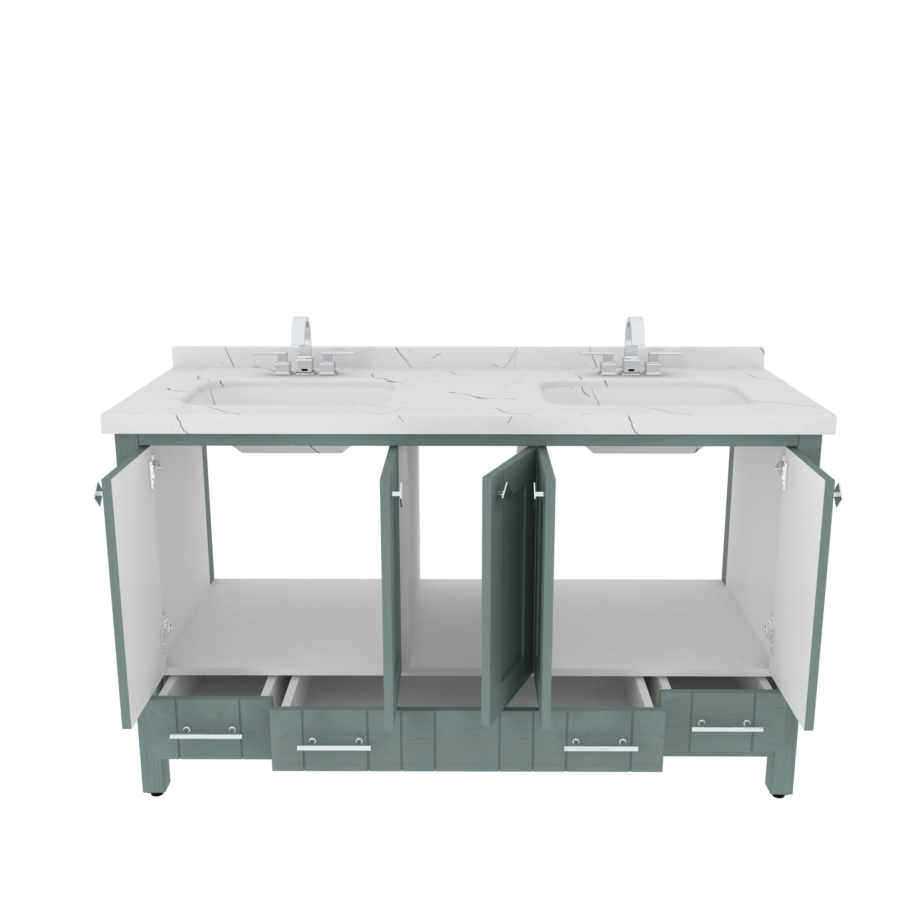 Kardelen 59'' Wide Free-standing Double Bathroom Vanity with Engineered Marble Vanity Top