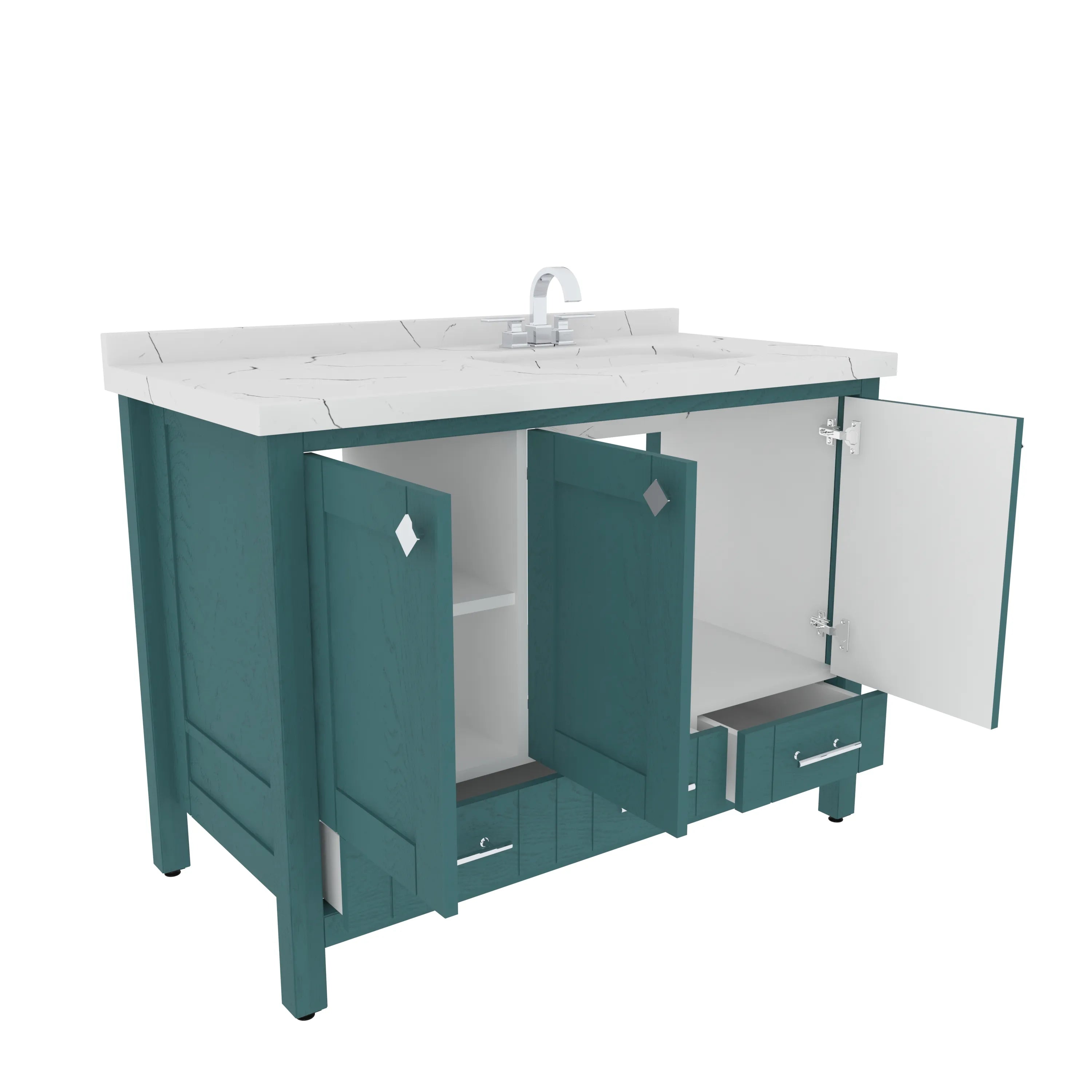 Kardelen 47'' Wide Free-standing Single Bathroom Vanity with Engineered Marble Vanity Top