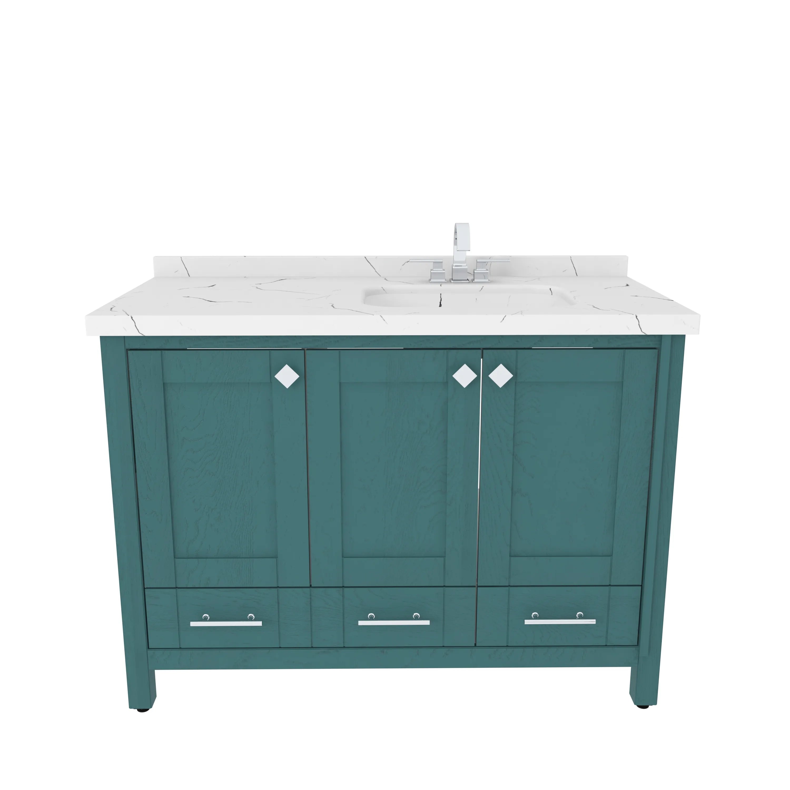 Kardelen 47'' Wide Free-standing Single Bathroom Vanity with Engineered Marble Vanity Top