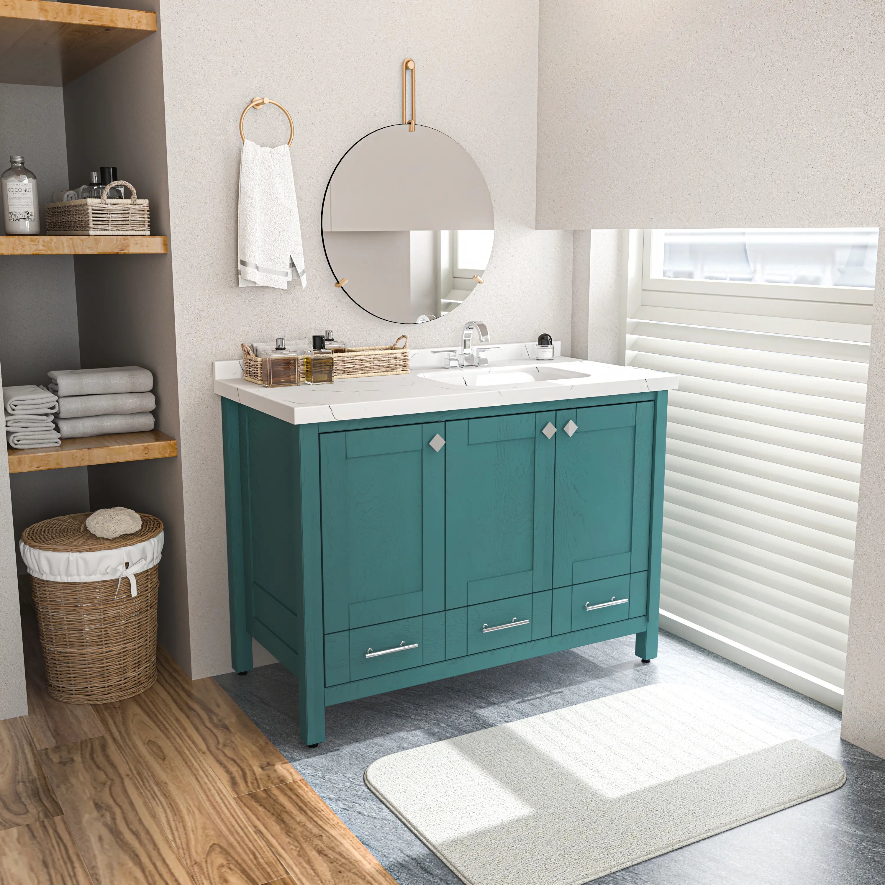 Kardelen 47'' Wide Free-standing Single Bathroom Vanity with Engineered Marble Vanity Top