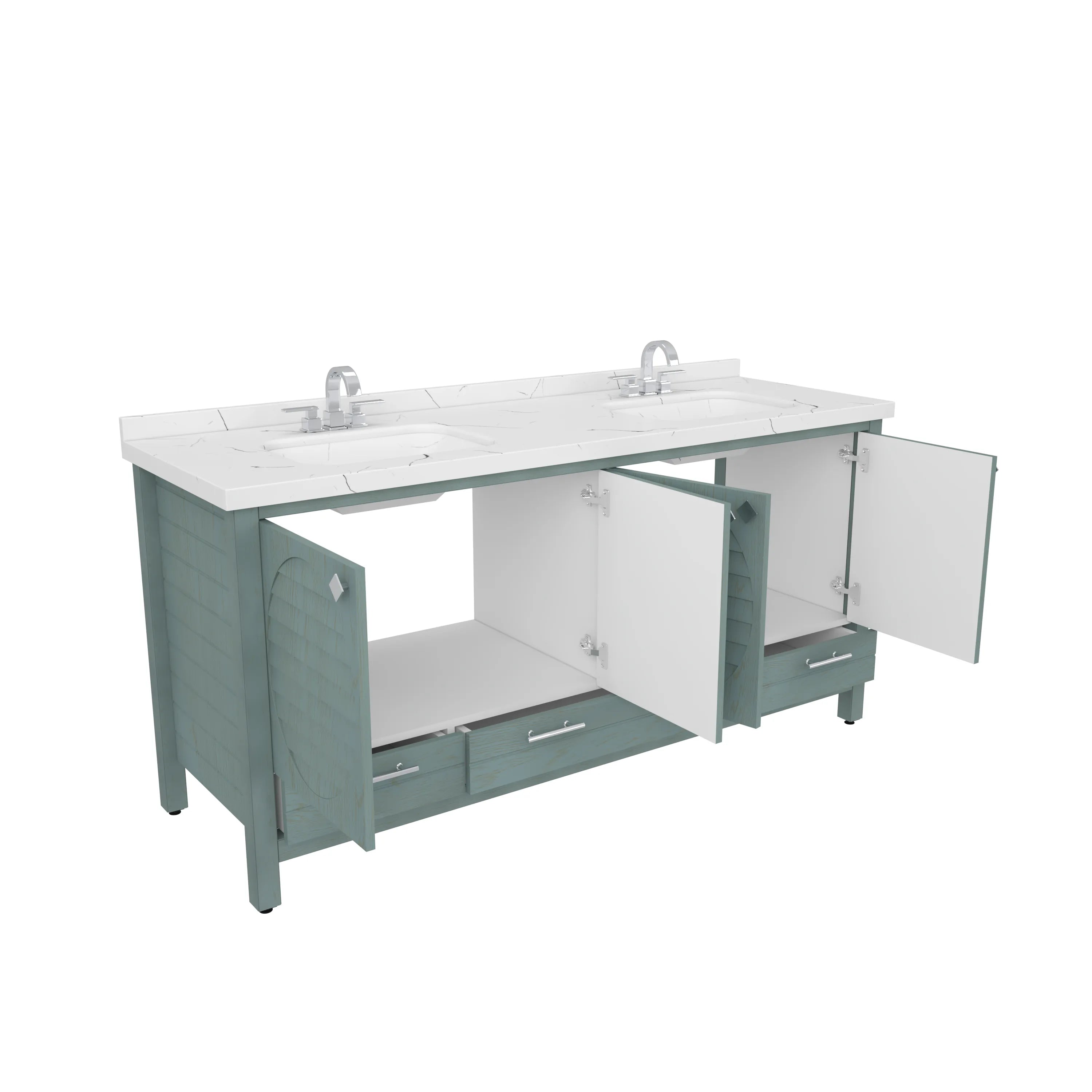 Papatya 71'' Wide Free-standing Double Bathroom Vanity with Engineered Marble Vanity Top