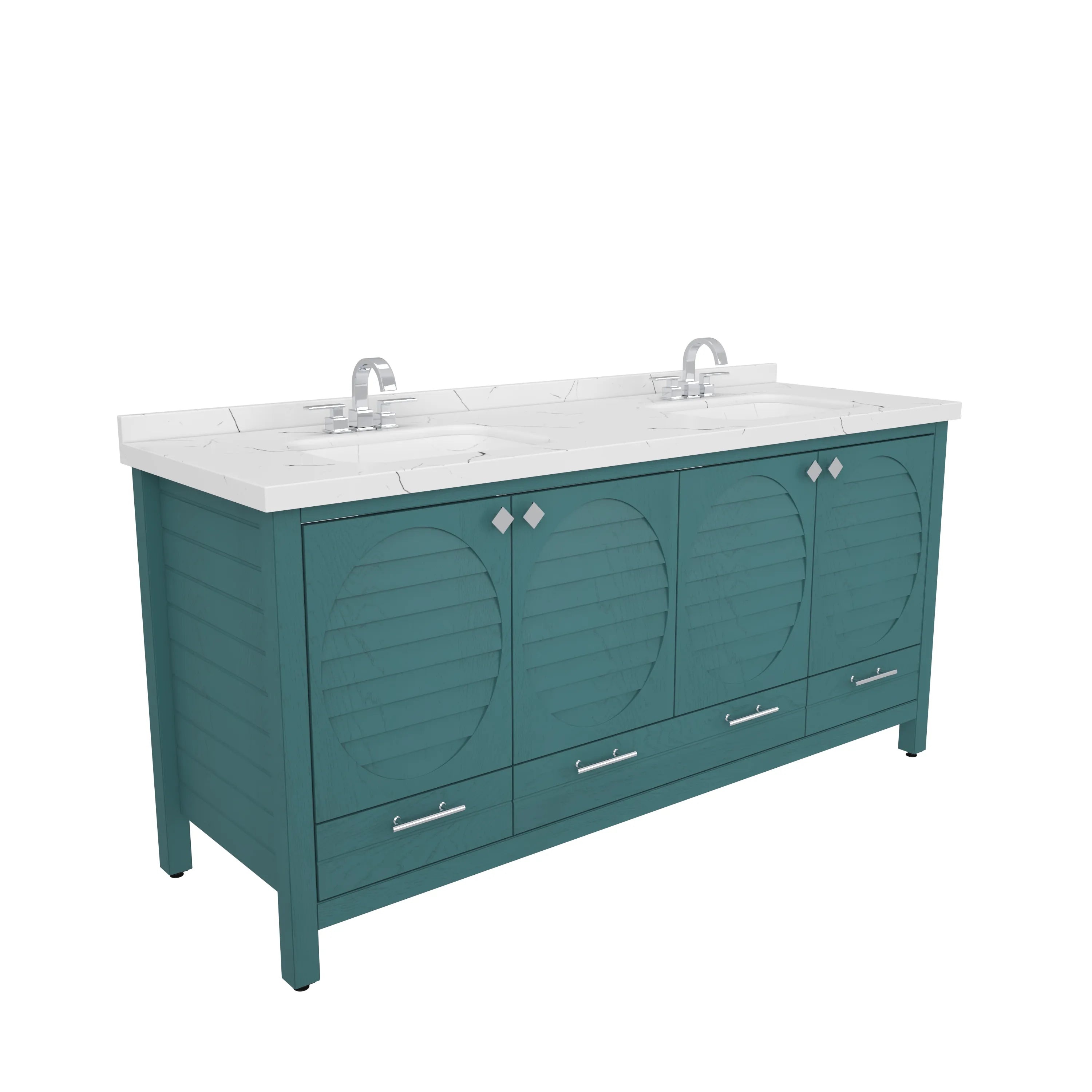 Papatya 71'' Wide Free-standing Double Bathroom Vanity with Engineered Marble Vanity Top