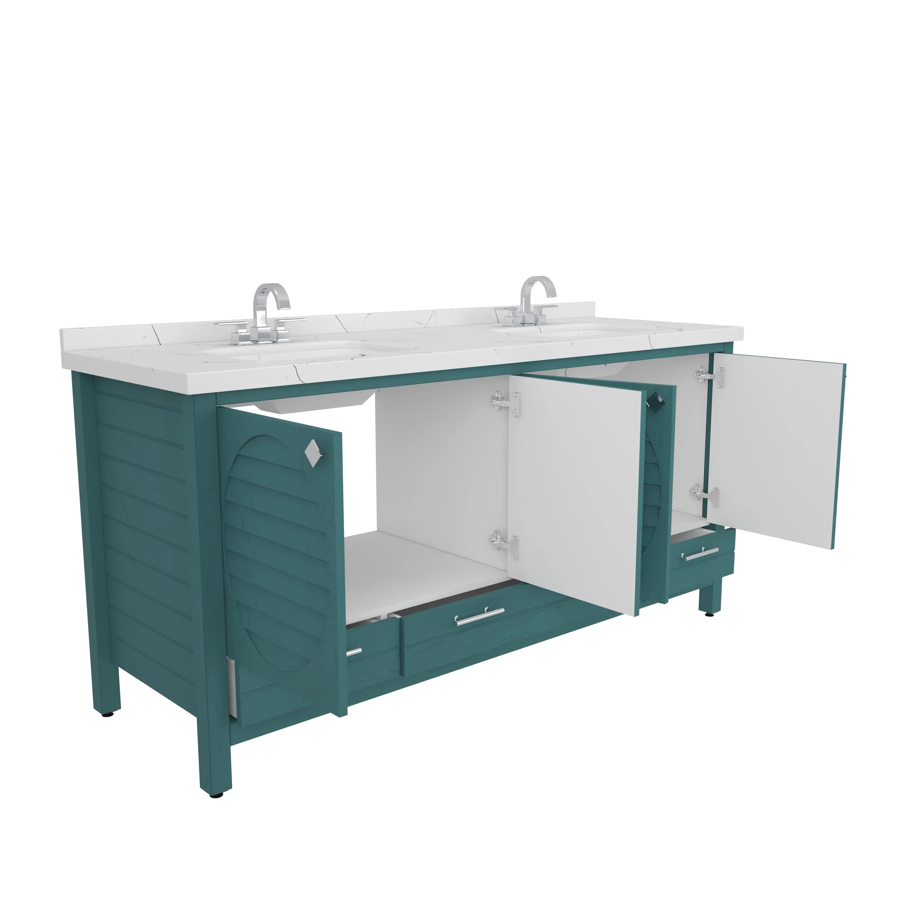 Papatya 71'' Wide Free-standing Double Bathroom Vanity with Engineered Marble Vanity Top