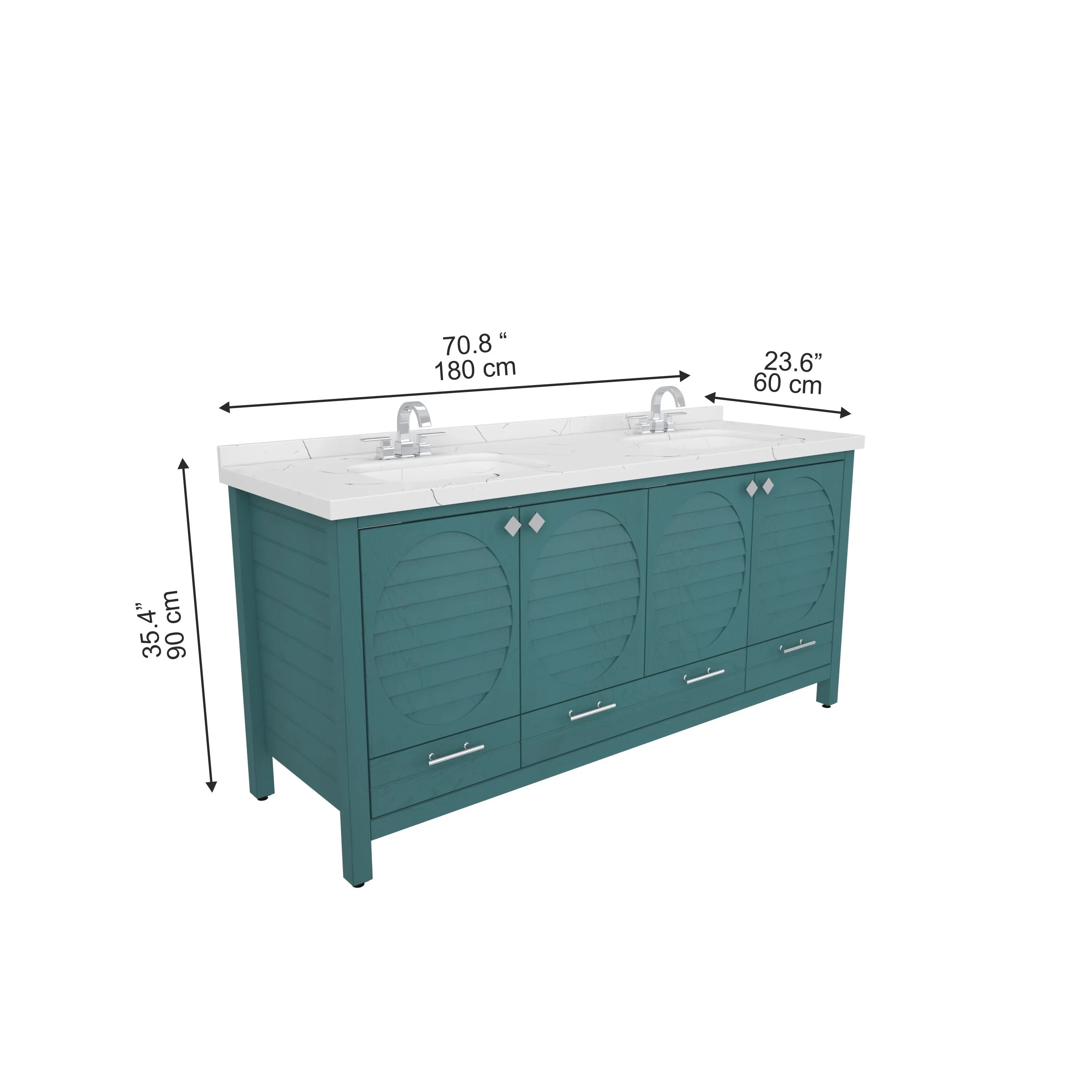 Papatya 71'' Wide Free-standing Double Bathroom Vanity with Engineered Marble Vanity Top