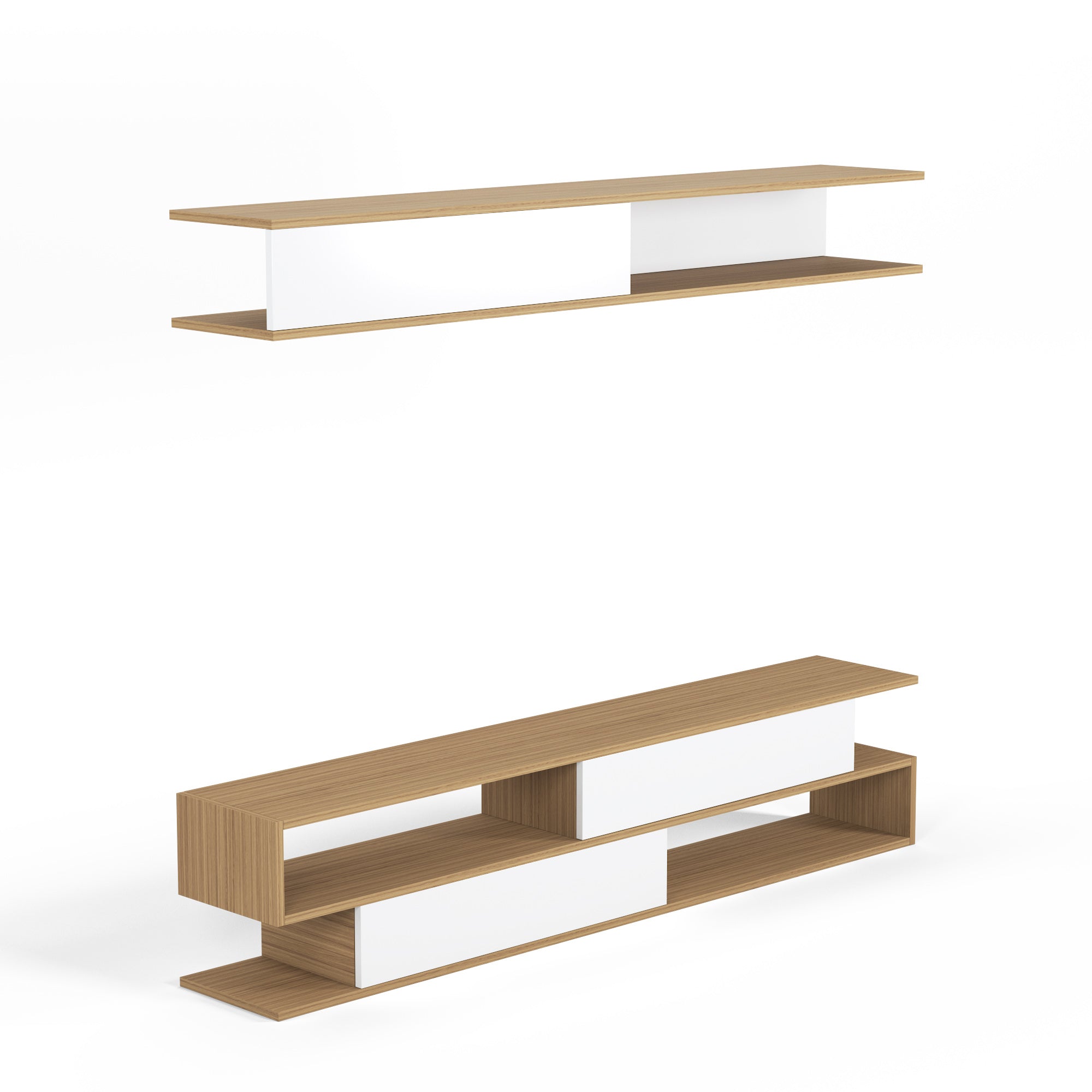 Sims 71" Modern TV Stand, Cabinet & Wall Shelf Set – 3-in-1 Entertainment Center