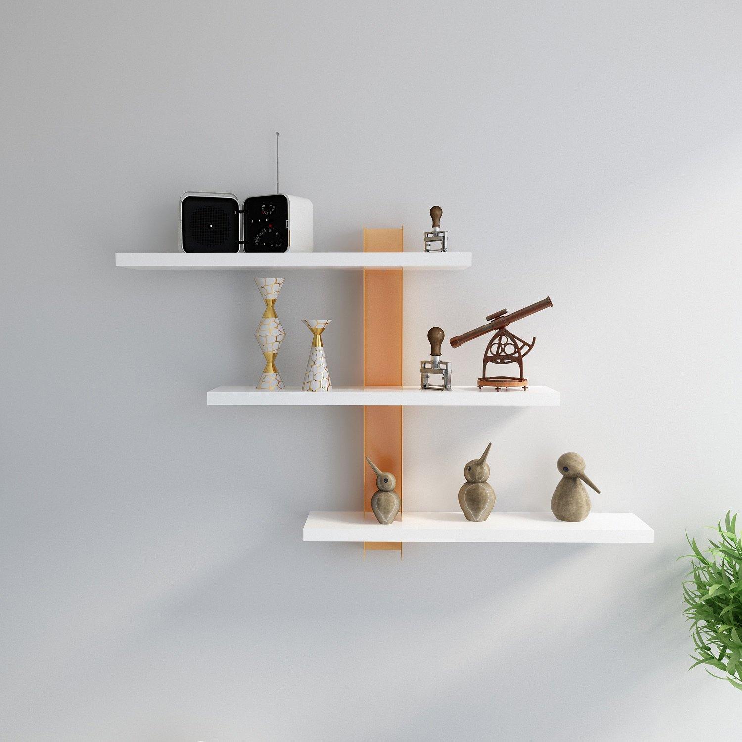 Mita 19'' Adjustable Metal Manufactured Wood Wall Shelf - Decorotika