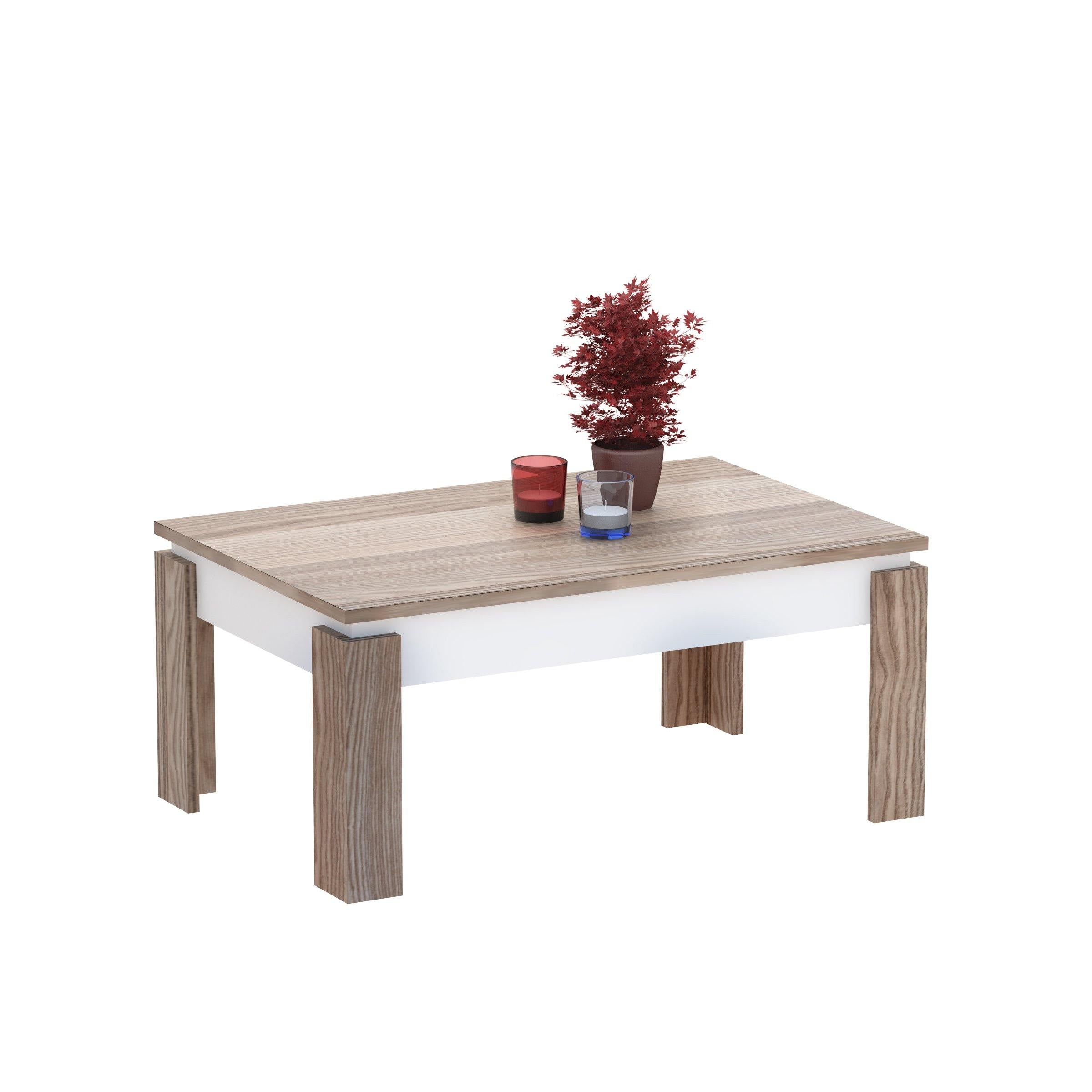 Manhattan 35" Wide Accent Coffee Table, Melamine Veneered Engineered Wood with Color Variations - Decorotika