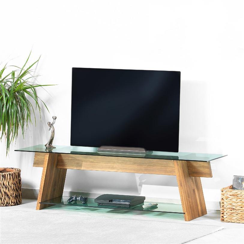 Genova 62" Wide TV Stand & Media Console with Tempered Glass Shelves for TVs up to 70" - Decorotika