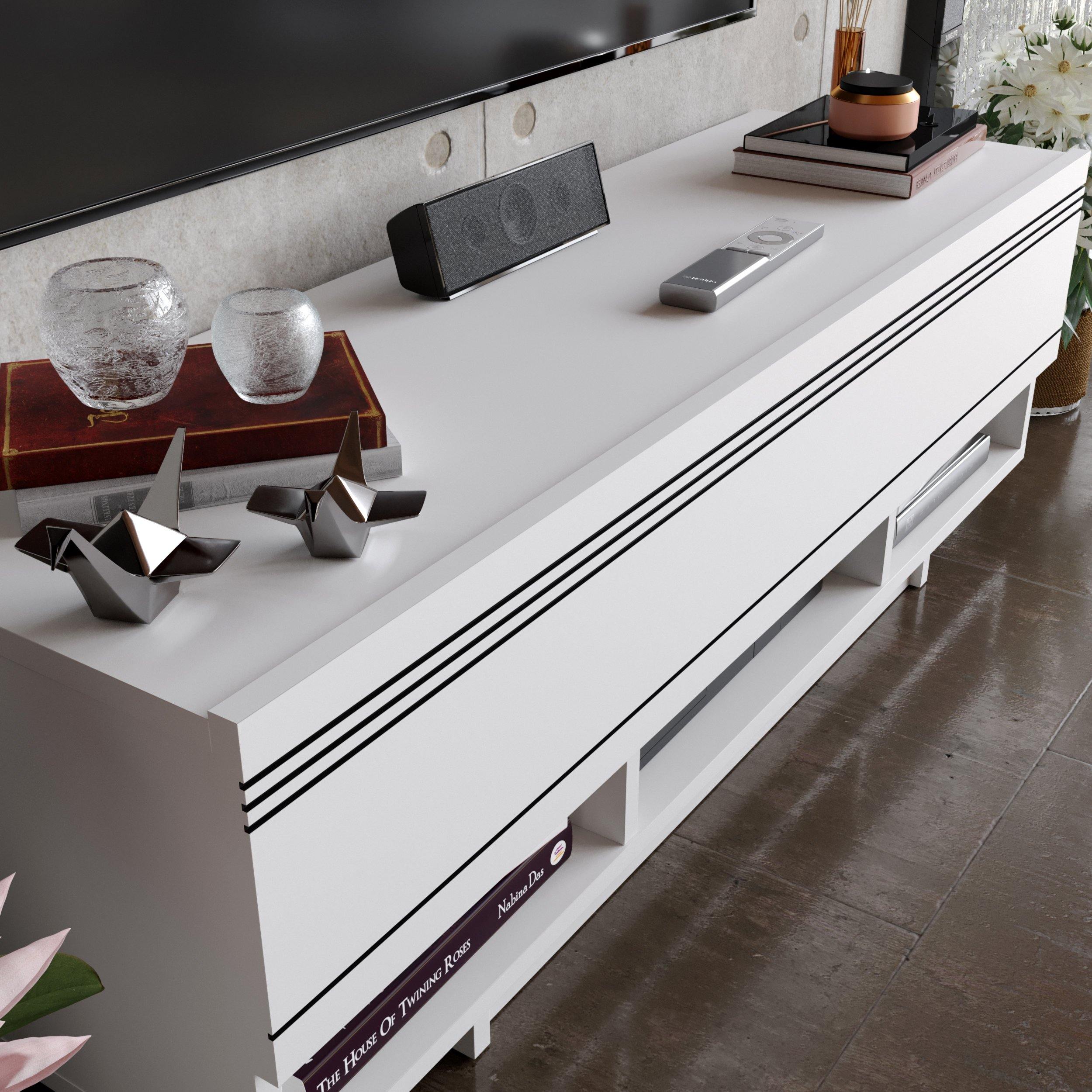 Celestia 47" TV Stand and Media Console with Cabinets and Open Shelves - Decorotika