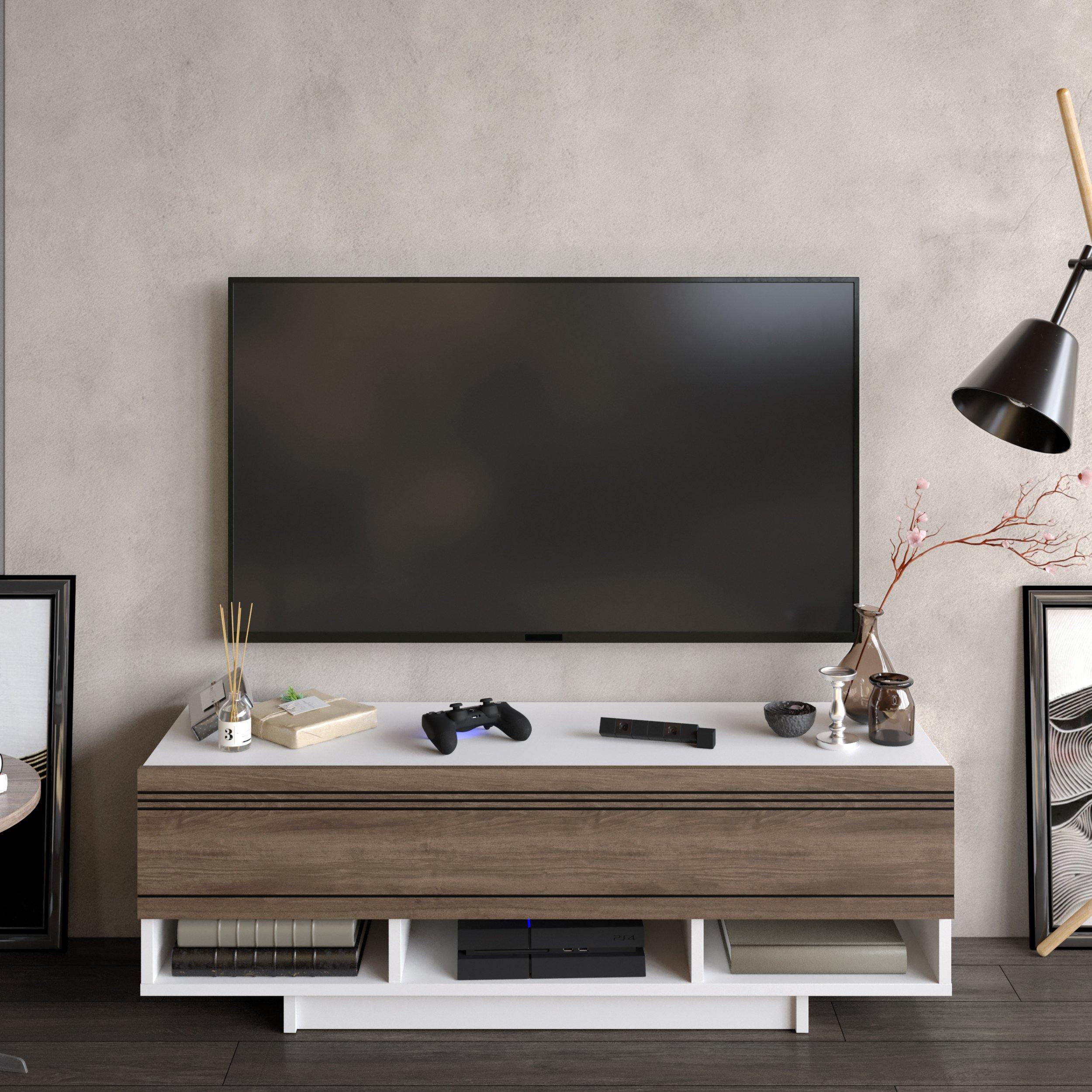 Celestia 47" TV Stand and Media Console with Cabinets and Open Shelves - Decorotika