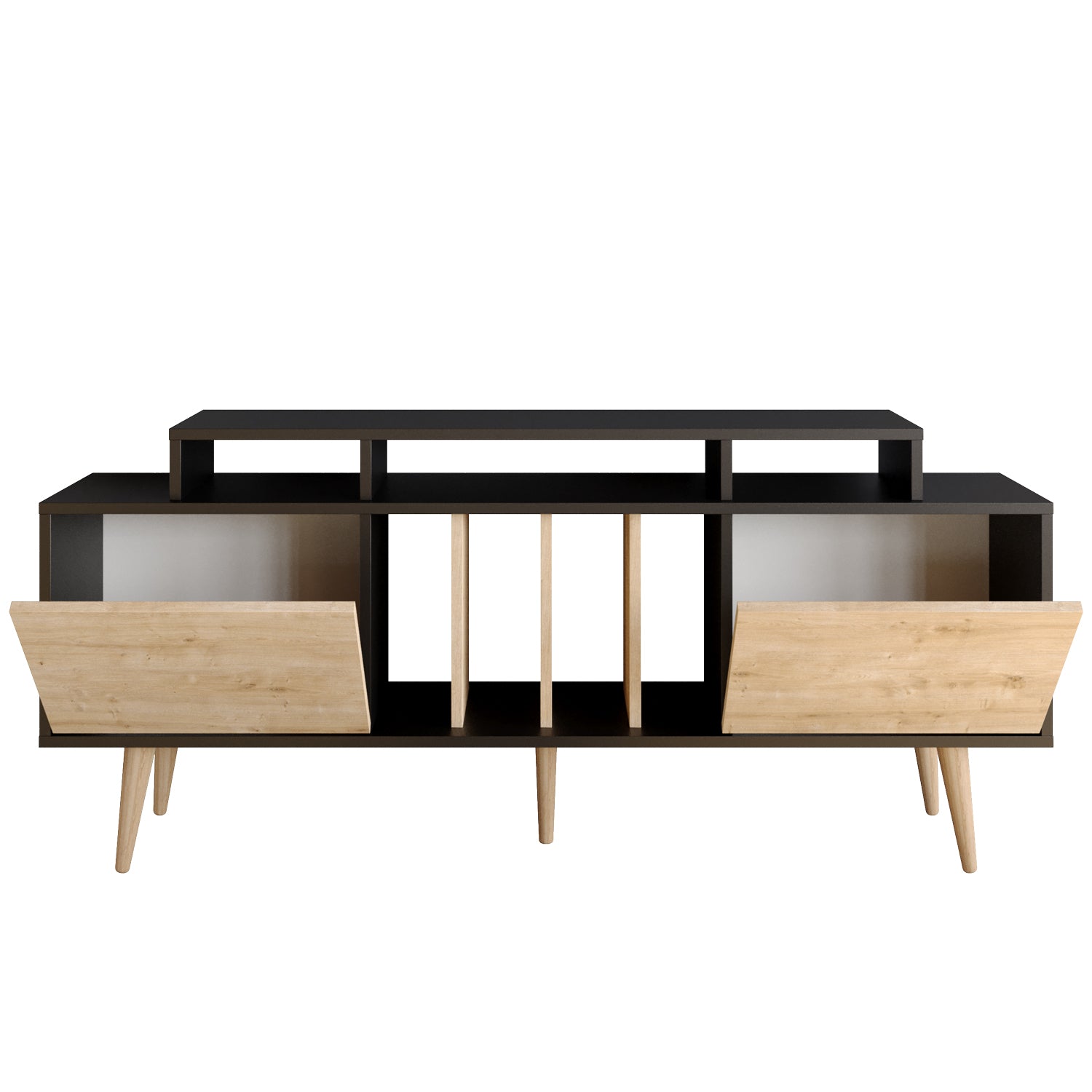 Char 63" TV Stand and Media Console with Cabinets and Shelves for TVs up to 72" - Decorotika