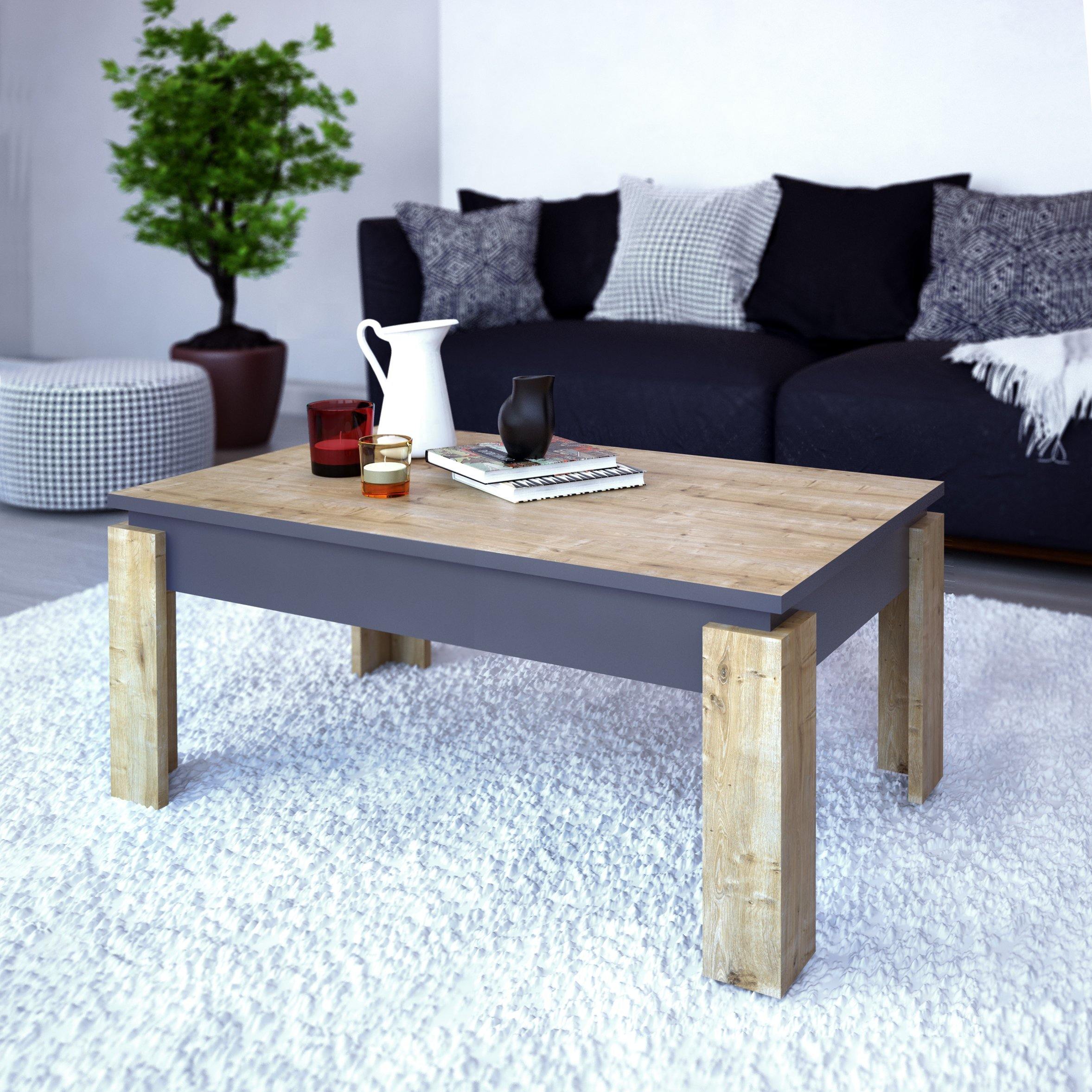 Manhattan 35" Wide Accent Coffee Table, Melamine Veneered Engineered Wood with Color Variations - Decorotika