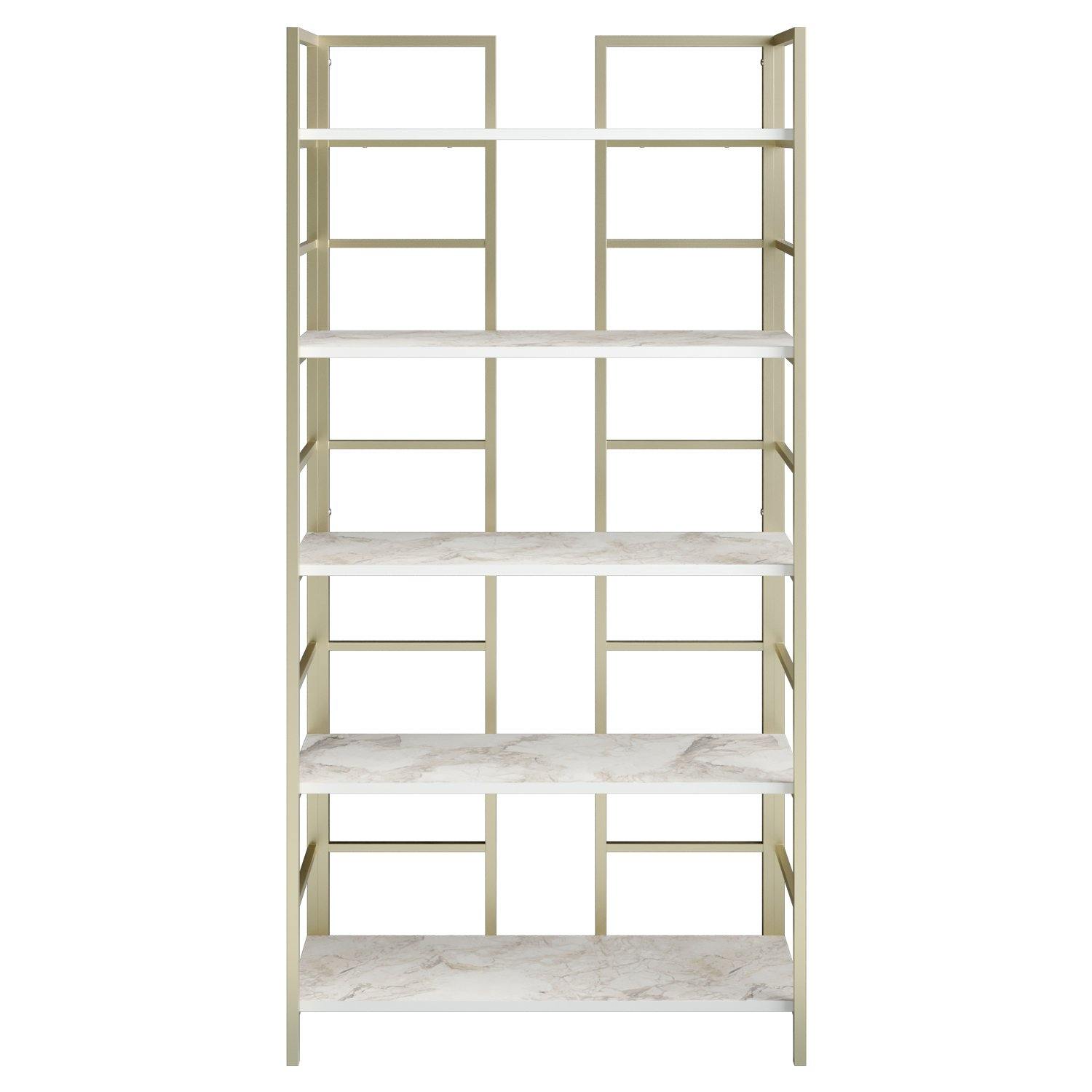 Tinleys 71" Tall Metal Engineered Wood Bookcase - Decorotika