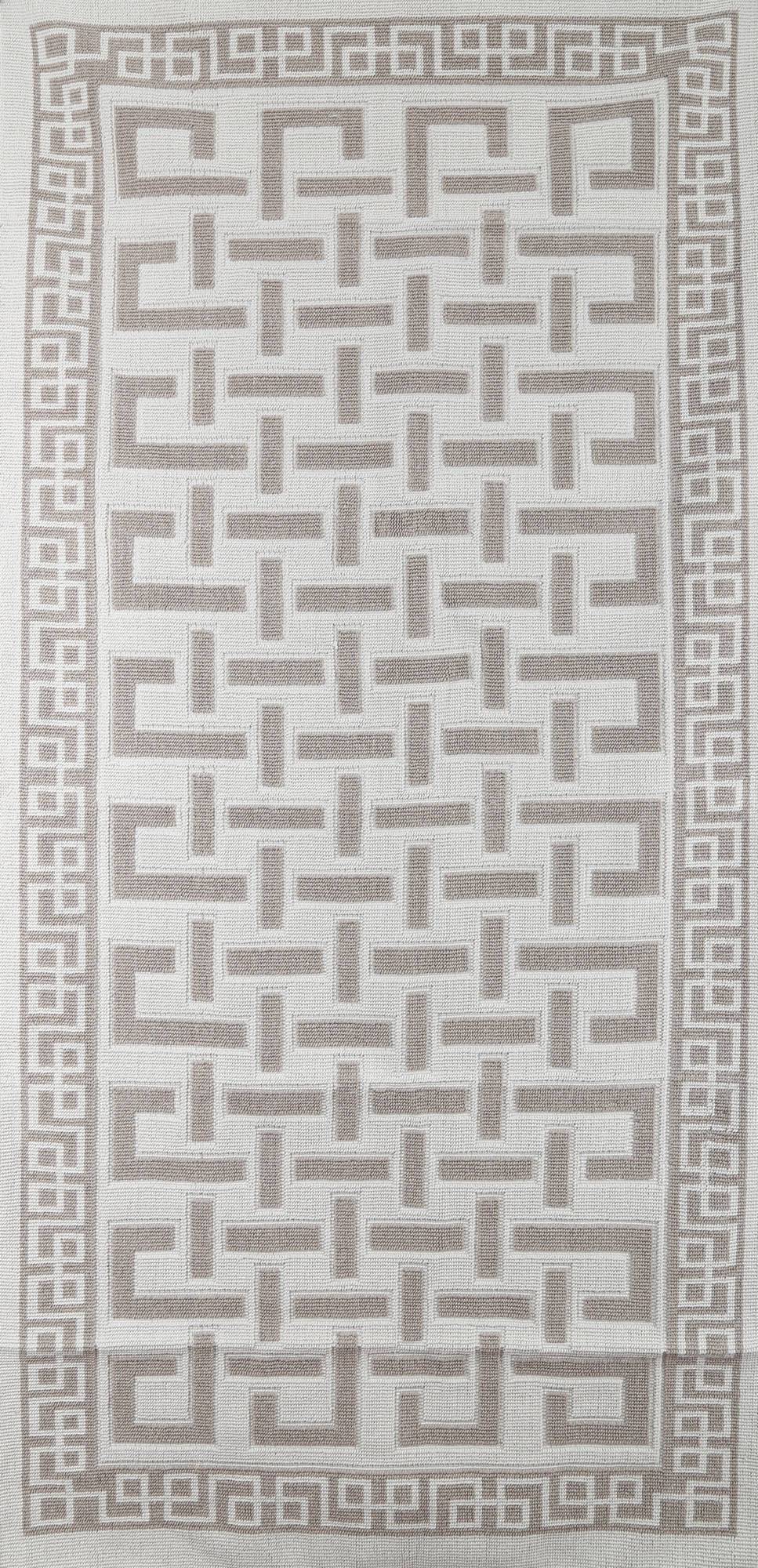 Labyrinth 100% Cotton Washable Area Rug - Light Gray and Off-White - Decorotika