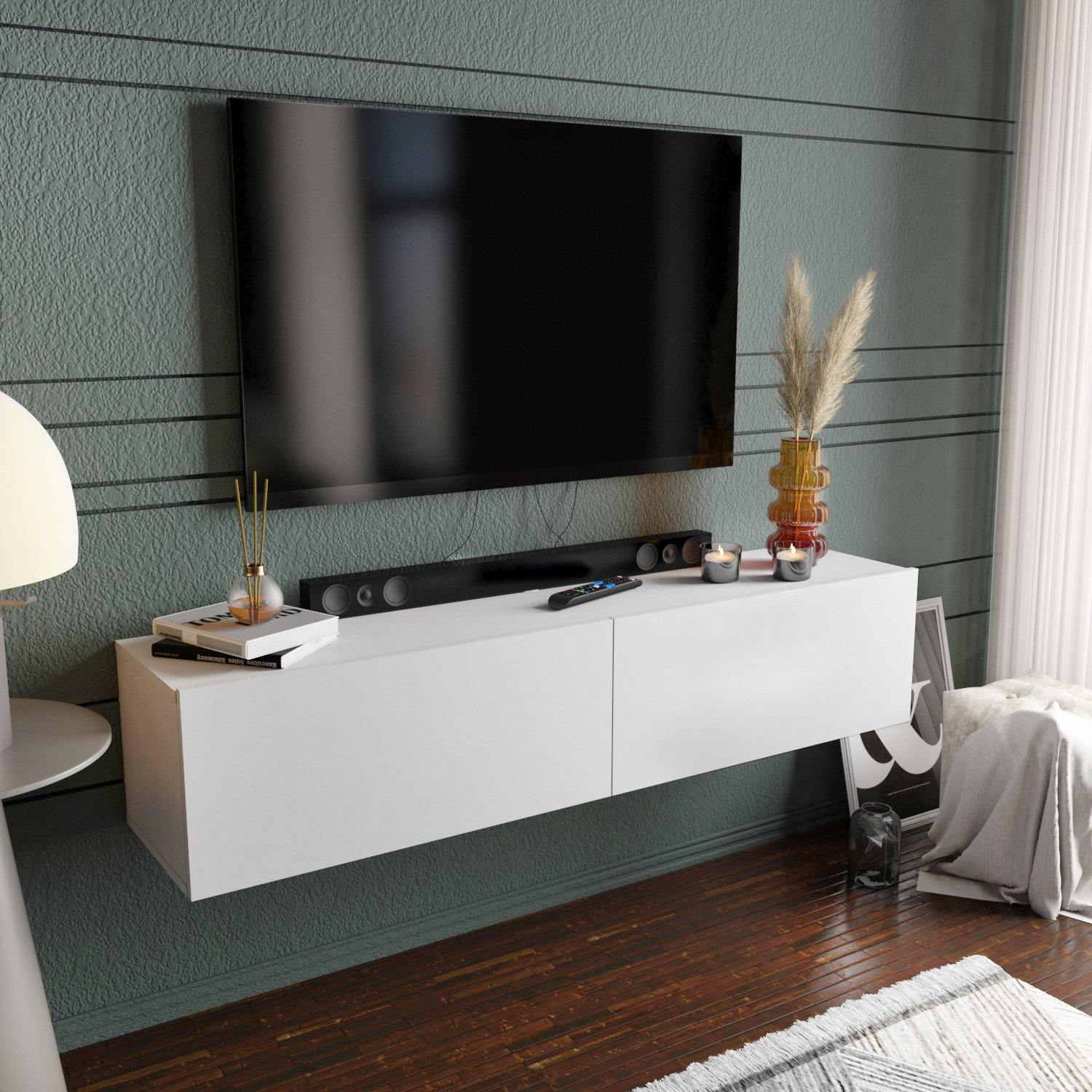 Poling 63" Wide Floating TV Stand and Media Console for TVs up to 70" - Decorotika