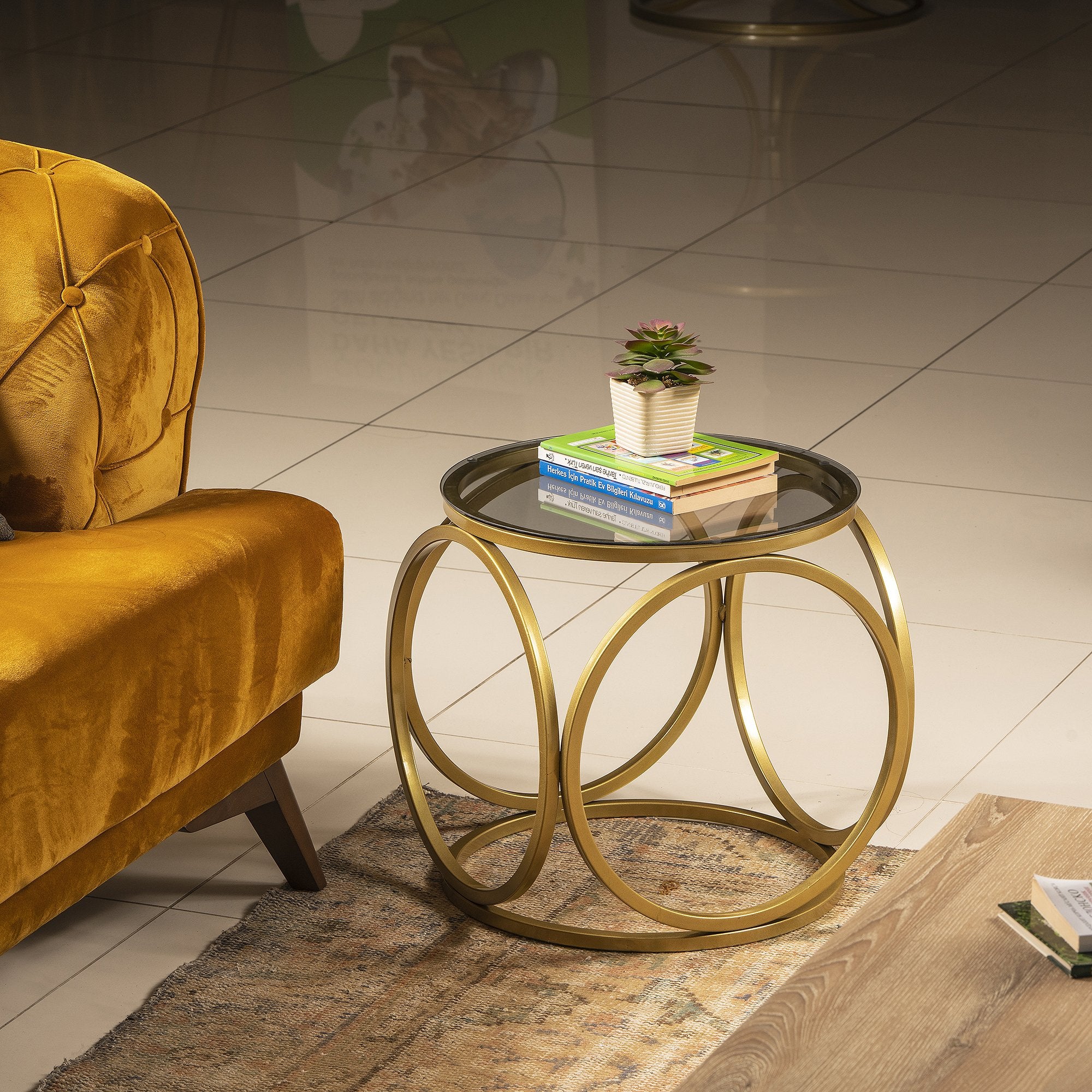 Mimo Metal & Tempered Glass Side End Table - Decorotika