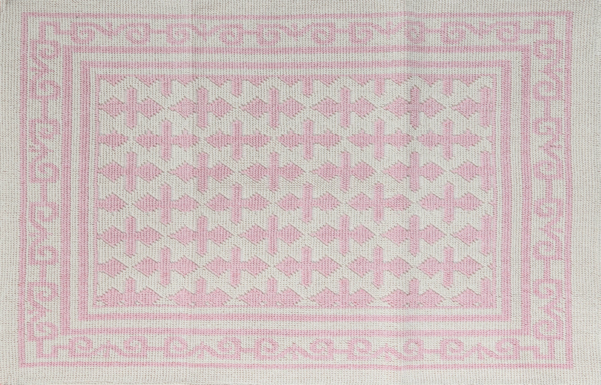 Pearl 100% Cotton Washable Bohemian Area Rug - Light Pink and Off-White - Decorotika