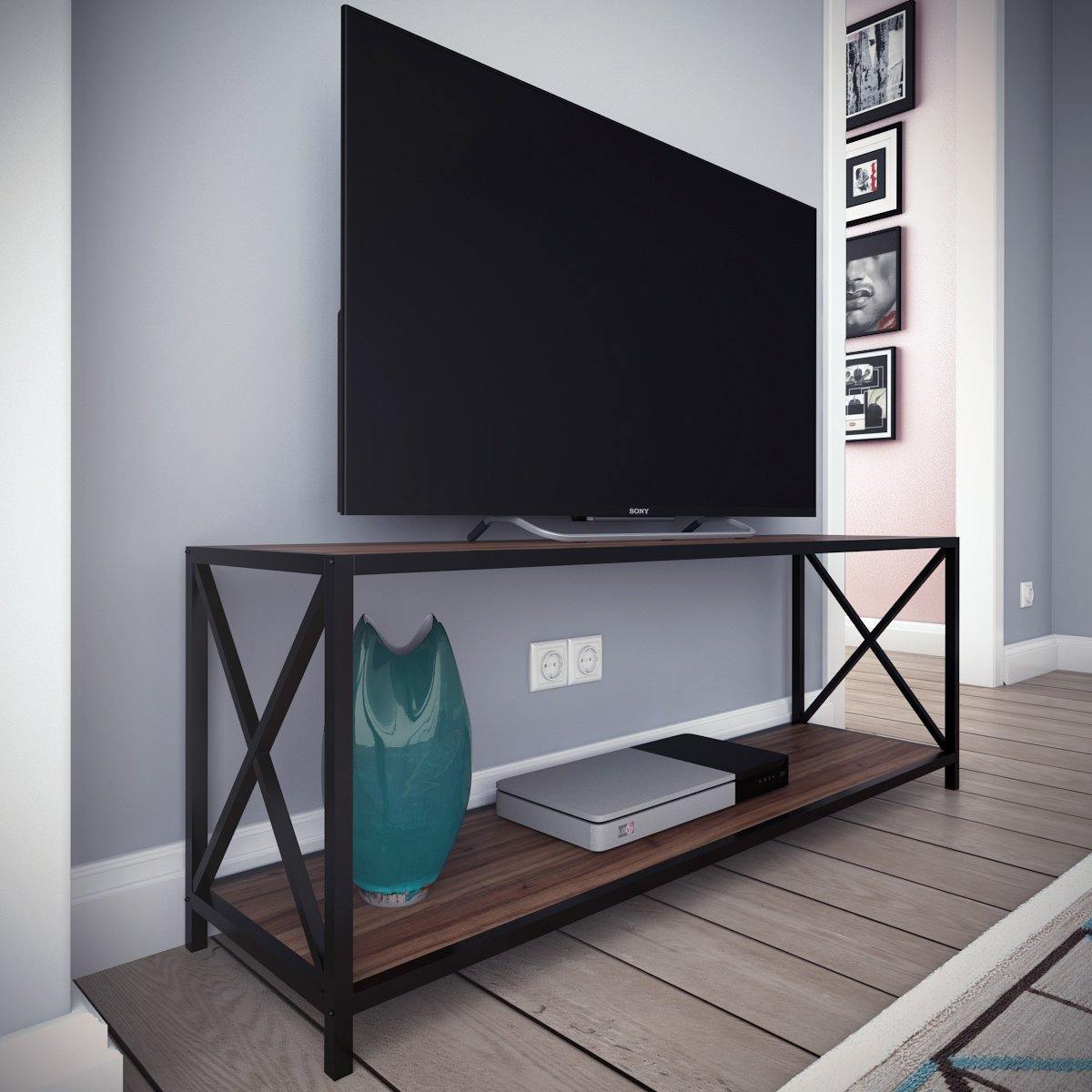 Xena 47'' Wide Metal Wood TV Stand & Media Console Table for TVs up to 55'' - Decorotika