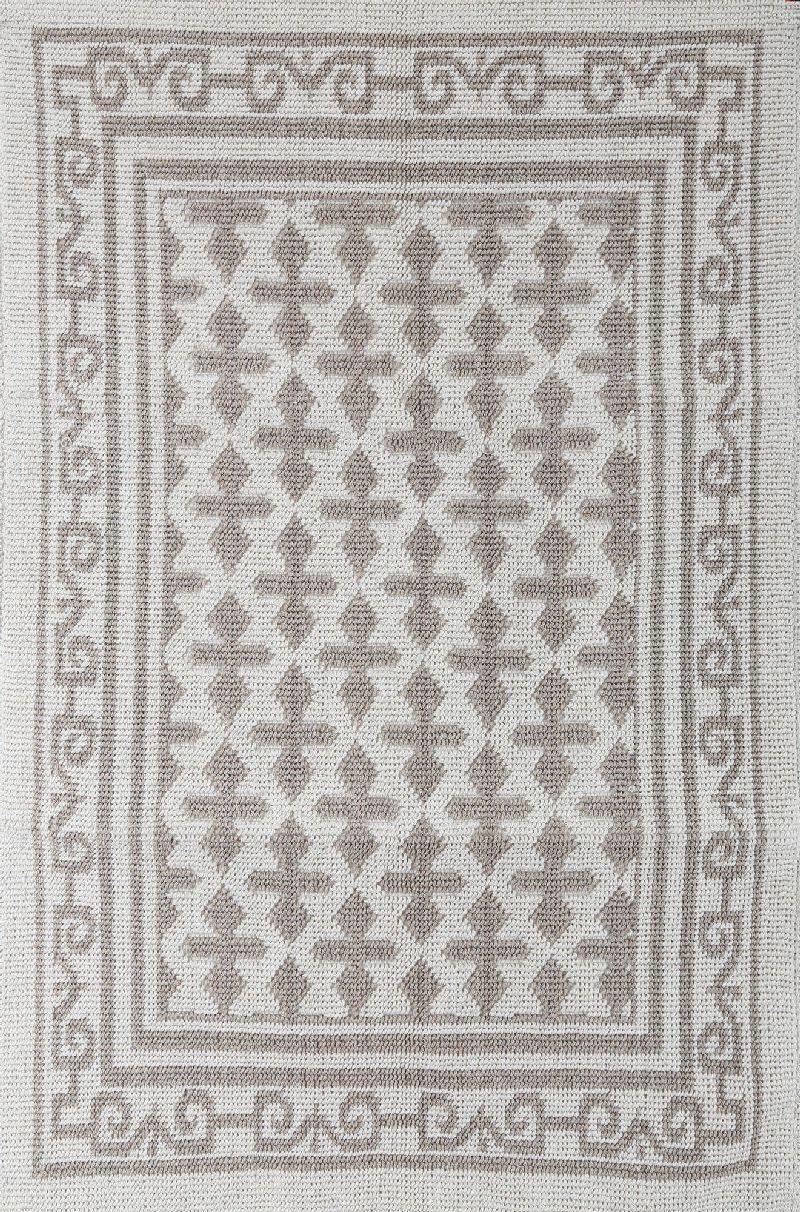 Pearl 100% Turkish Cotton Sanforized Washable Bohemian Area Rug - Light Gray and Off-White - Decorotika