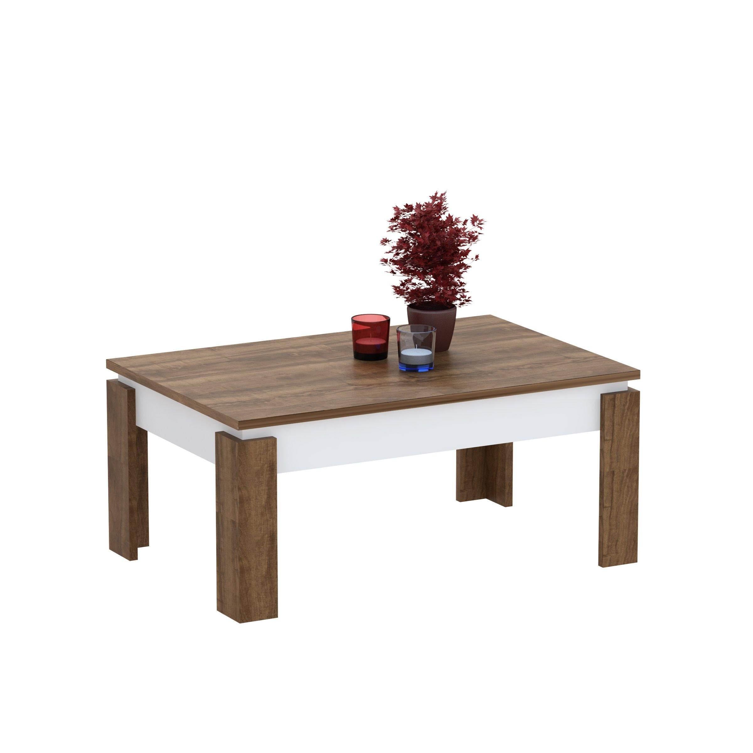 Manhattan 35" Wide Accent Coffee Table, Melamine Veneered Engineered Wood with Color Variations - Decorotika