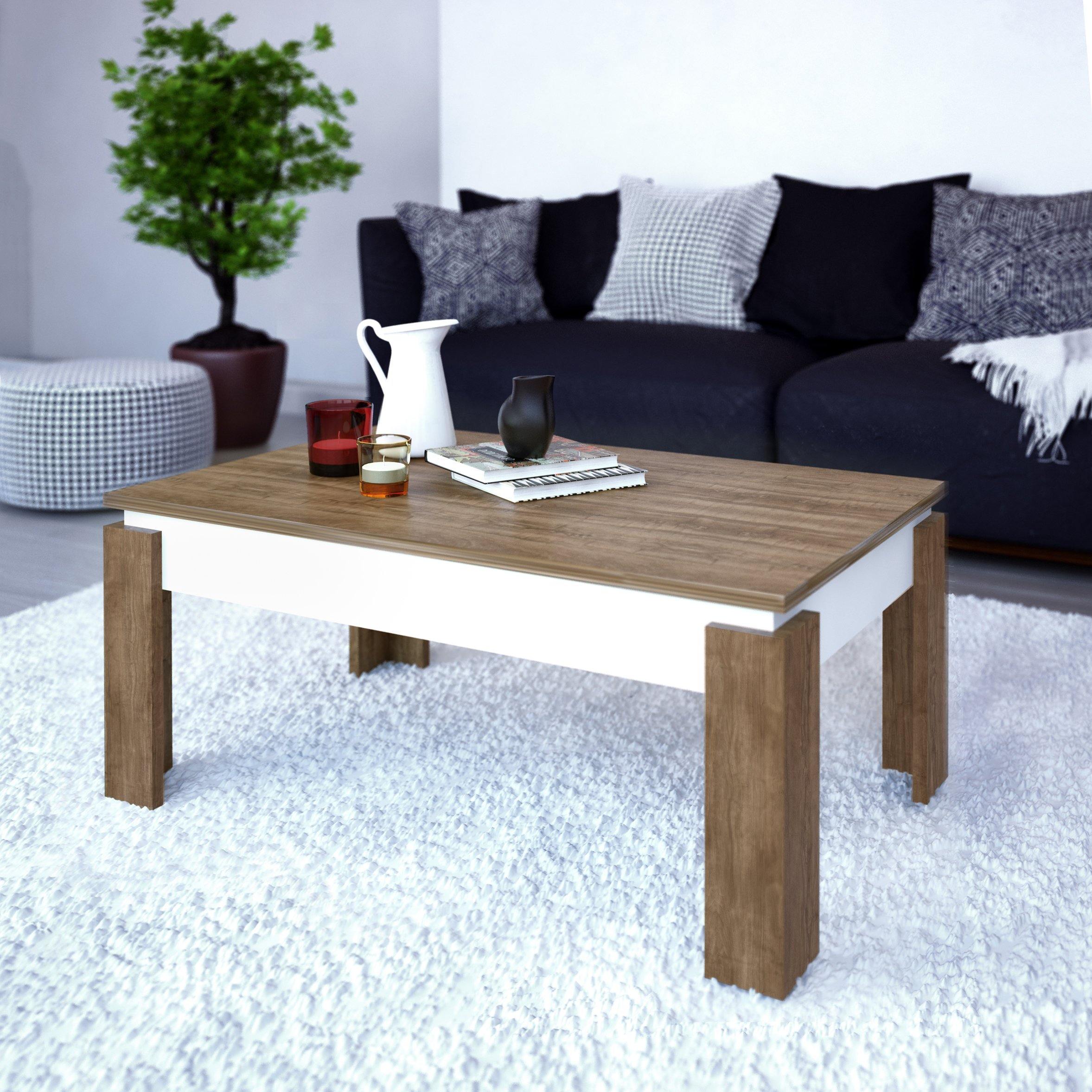 Manhattan 35" Wide Accent Coffee Table, Melamine Veneered Engineered Wood with Color Variations - Decorotika