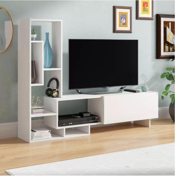 Pegai TV Stand & Entertainment Center for TVs up to 55" - White - Decorotika