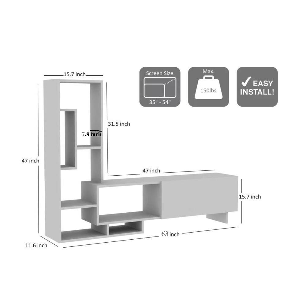 Pegai TV Stand & Entertainment Center for TVs up to 55" - White - Decorotika
