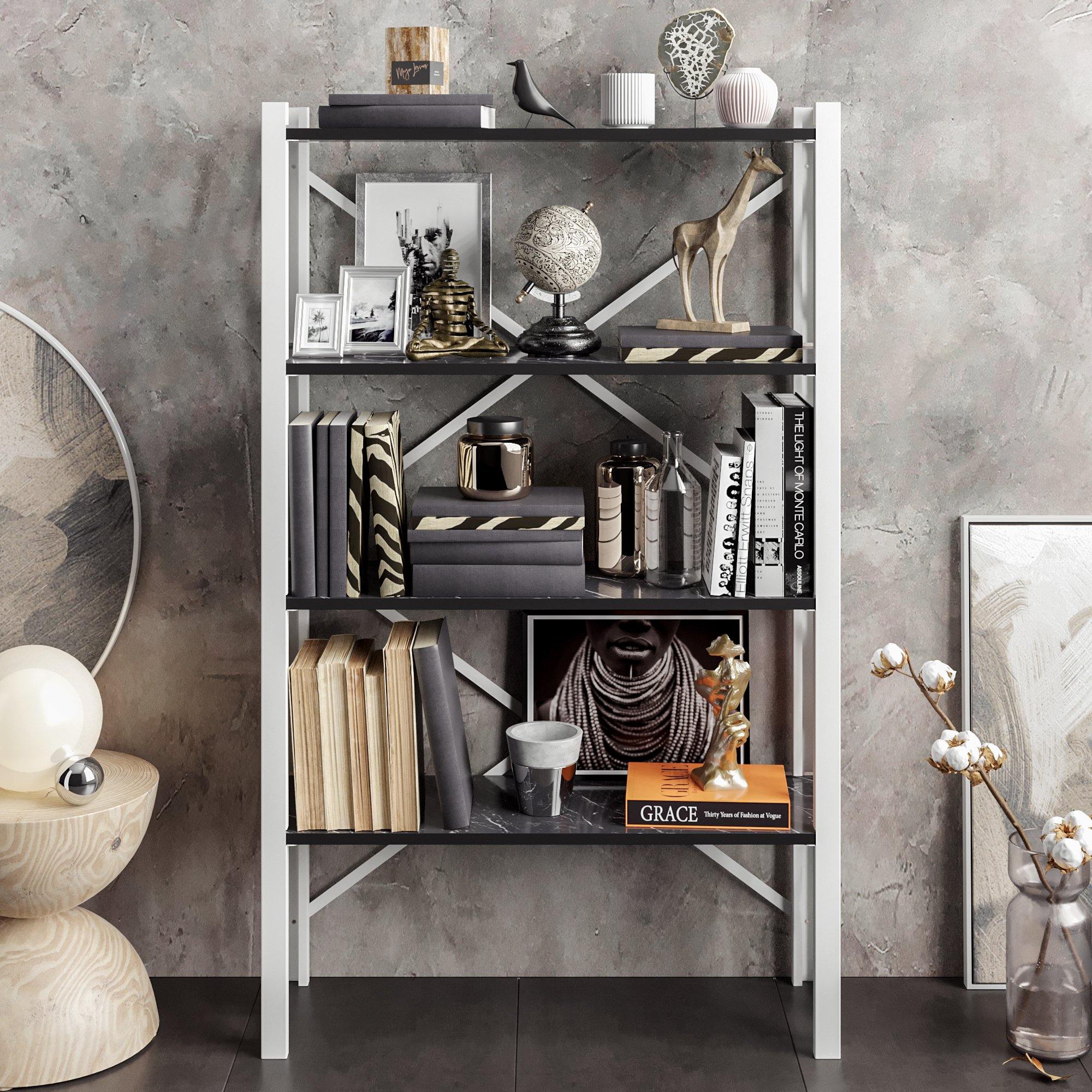 Merkel 58'' Tall Metal Wood Accent Bookcase - Decorotika