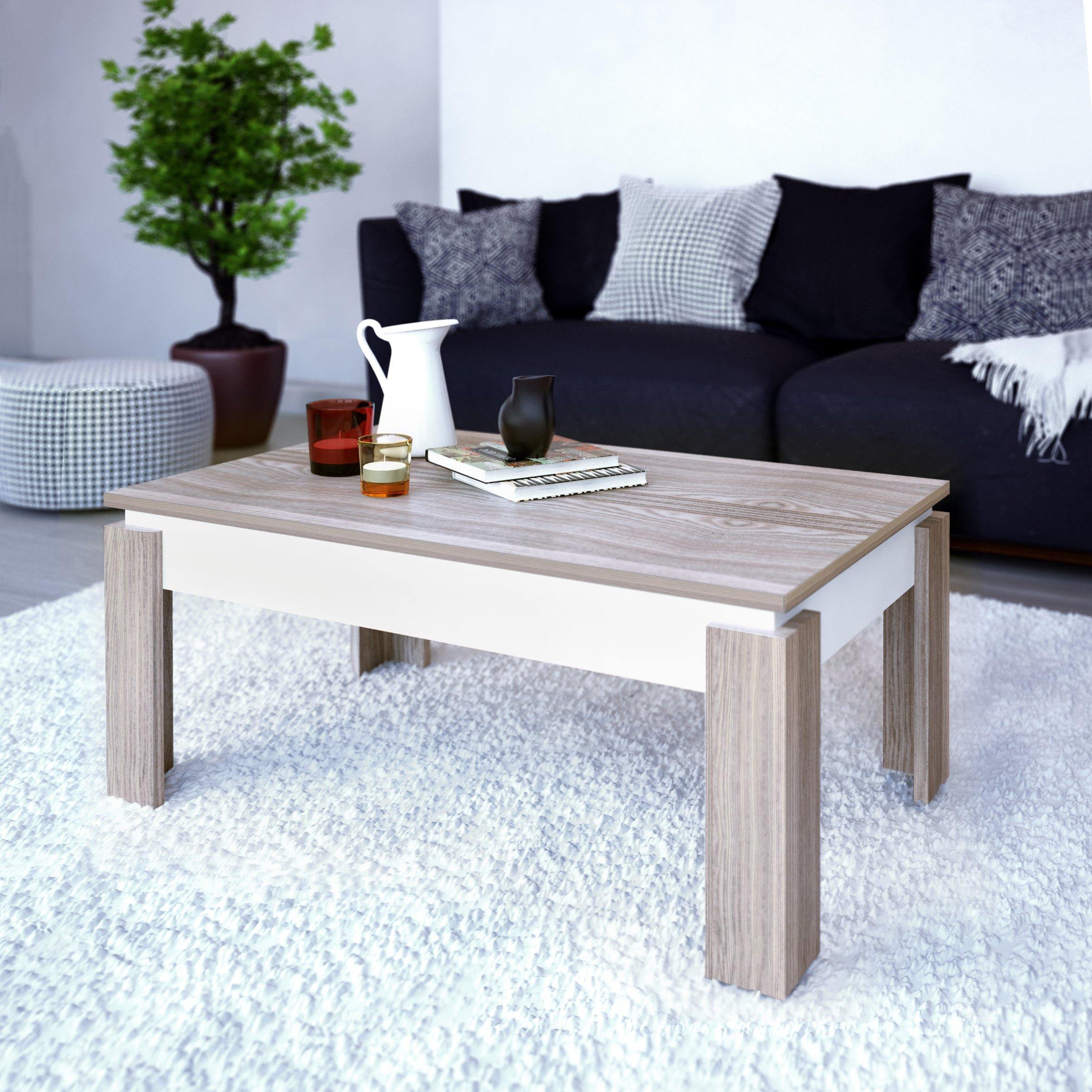 Manhattan 35" Wide Accent Coffee Table, Melamine Veneered Engineered Wood with Color Variations - Decorotika