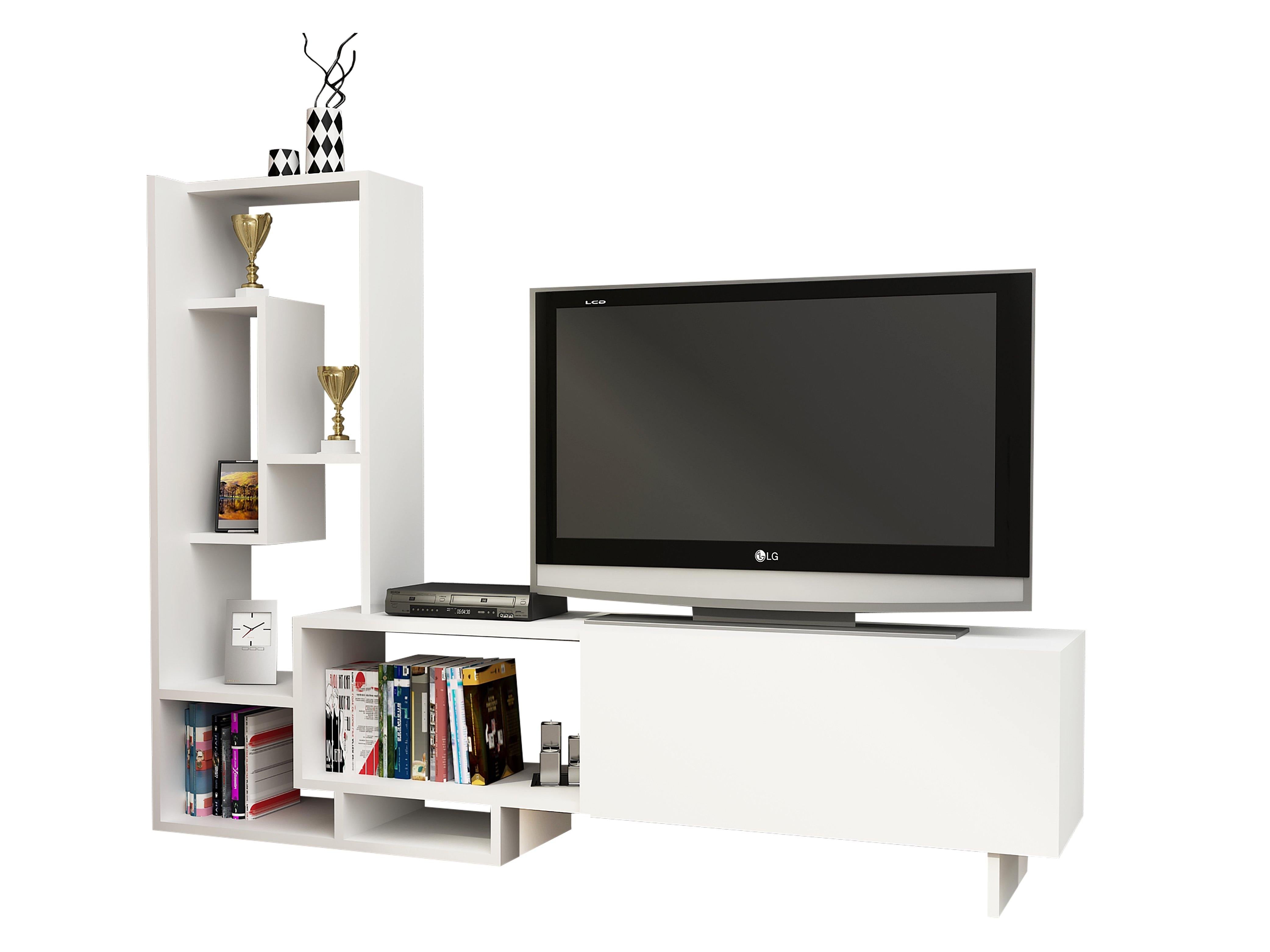 Pegai TV Stand & Entertainment Center for TVs up to 55" - White - Decorotika