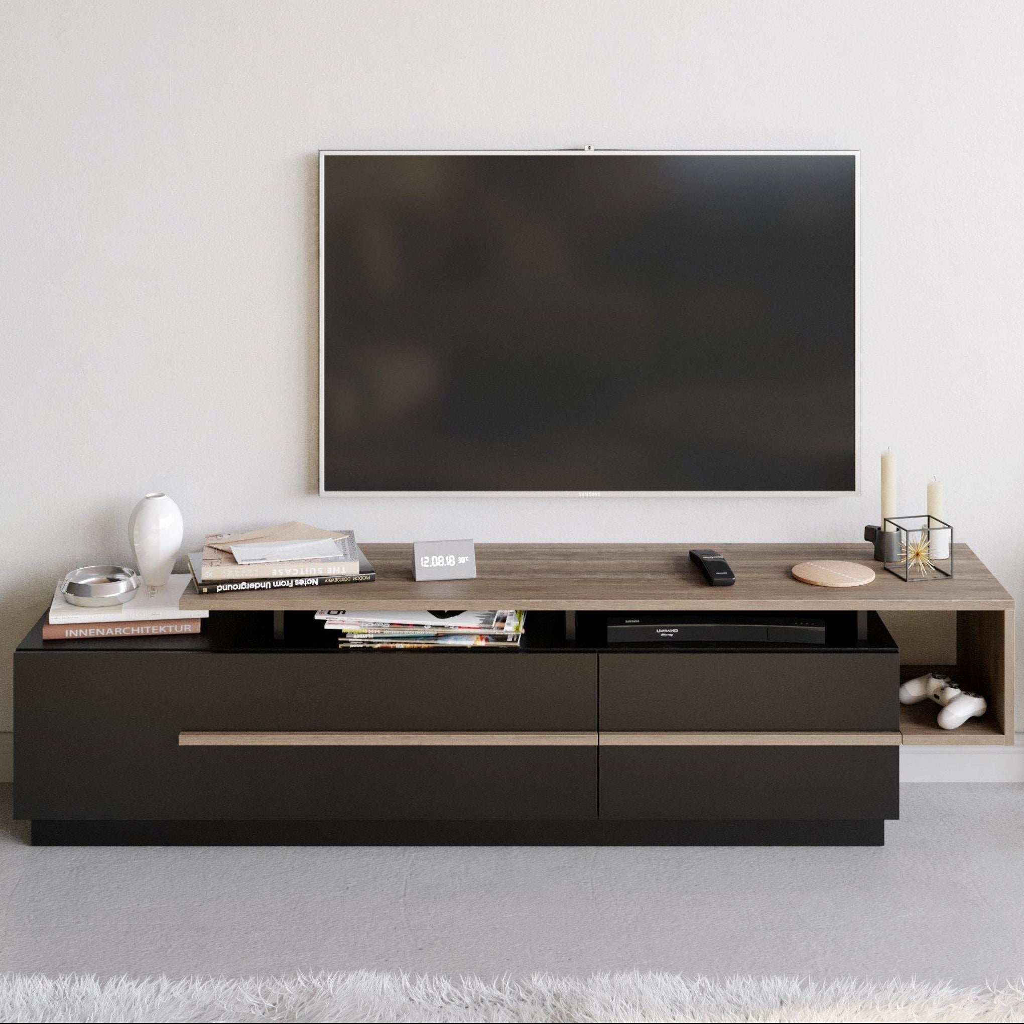Pia 71" TV Stand and Media Console with Cabinets and Shelves for TVs up to 80" - Decorotika