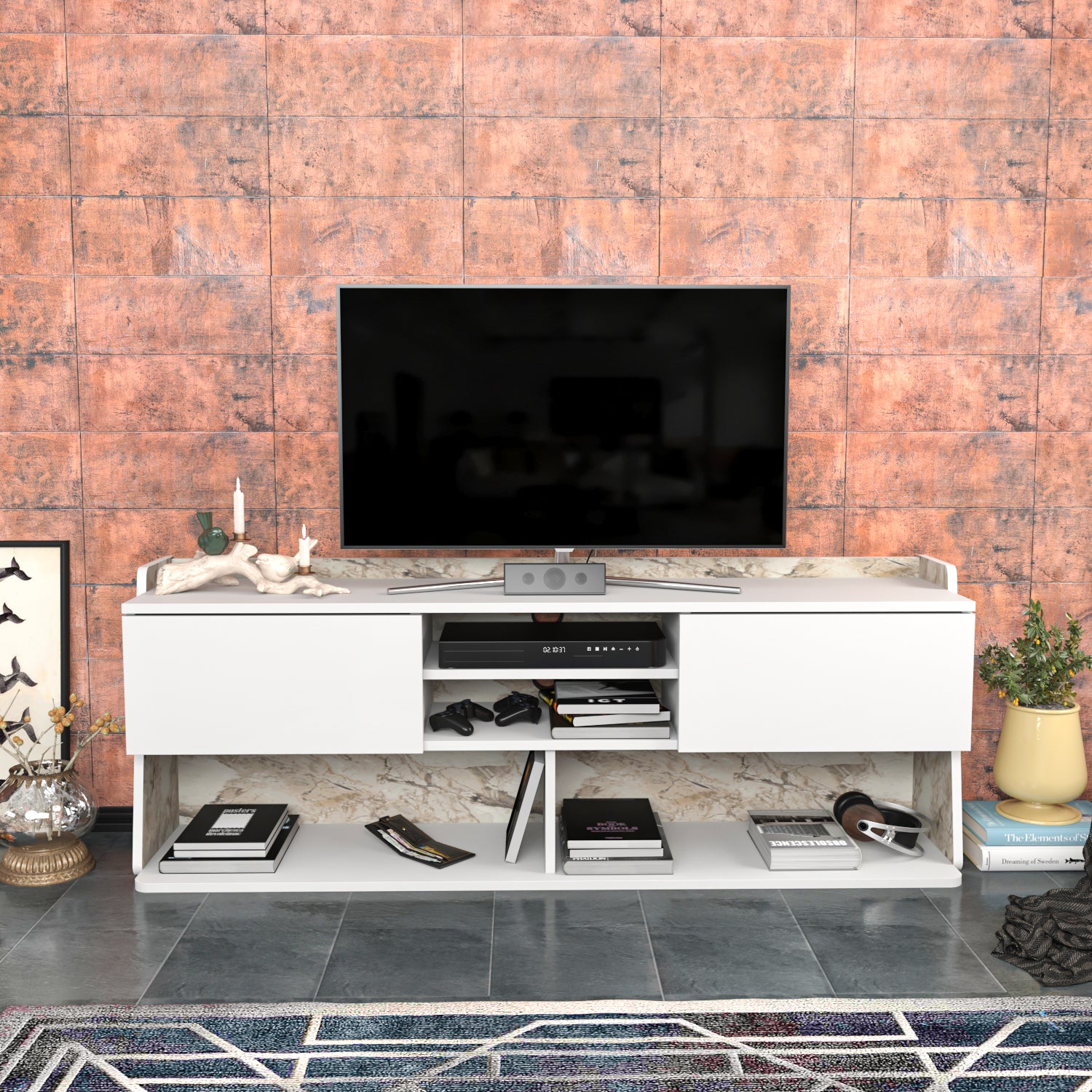 PICAS TV STAND WHITE EPHESUS