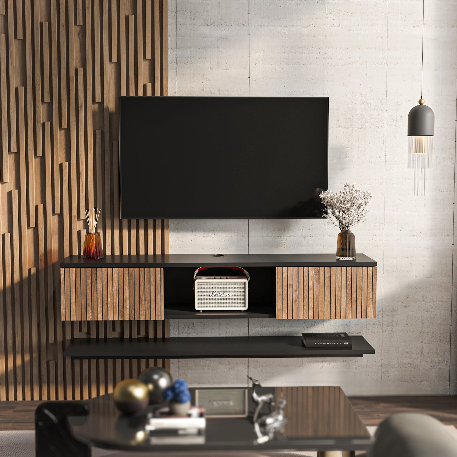 Elia Floating TV Stand with Shelf