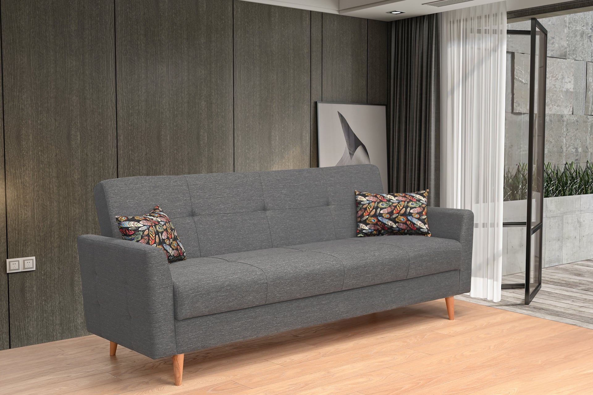 Kale 80'' Contemporary 3-Seater Sofa Gray