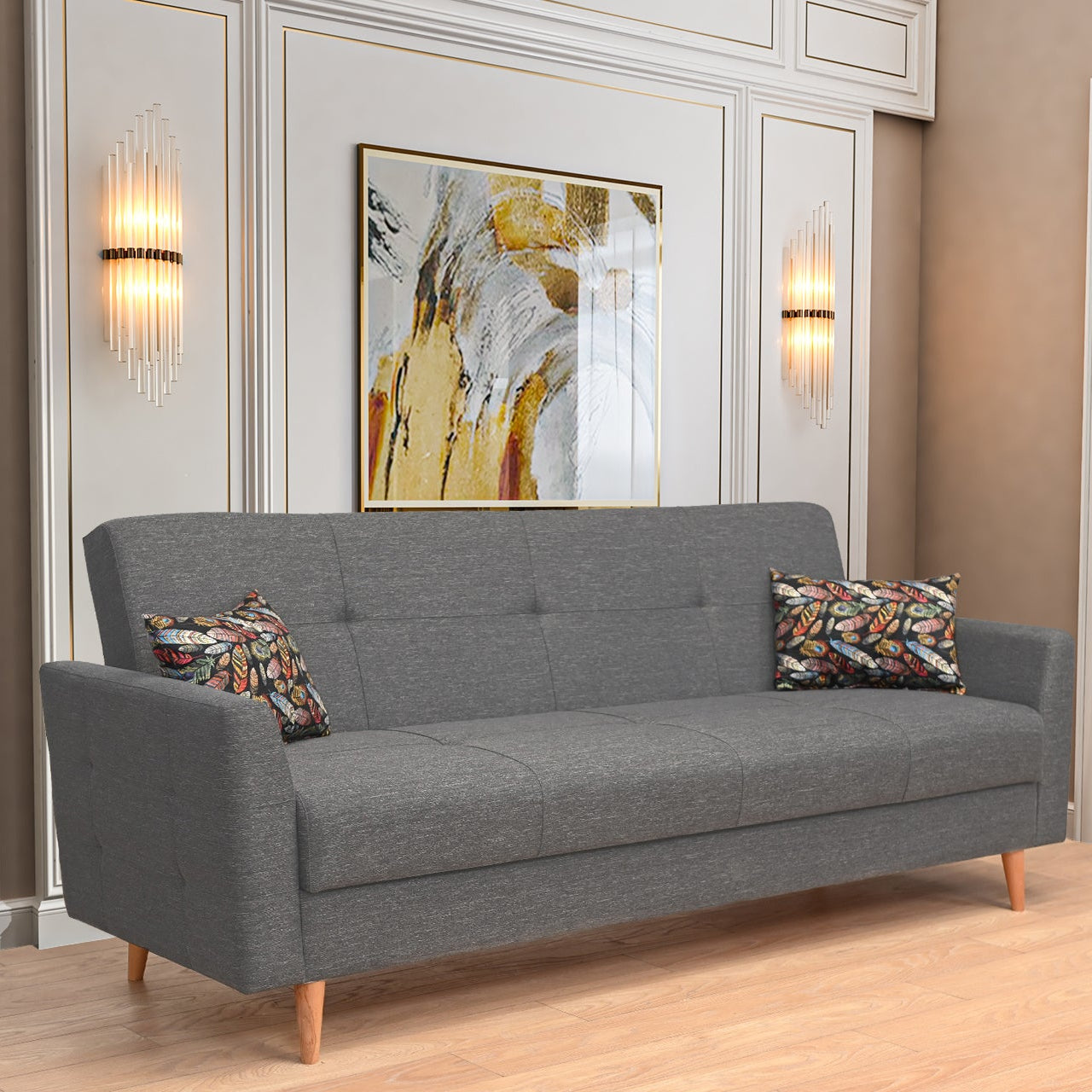 Kale 80'' Contemporary 3-Seater Sofa Gray