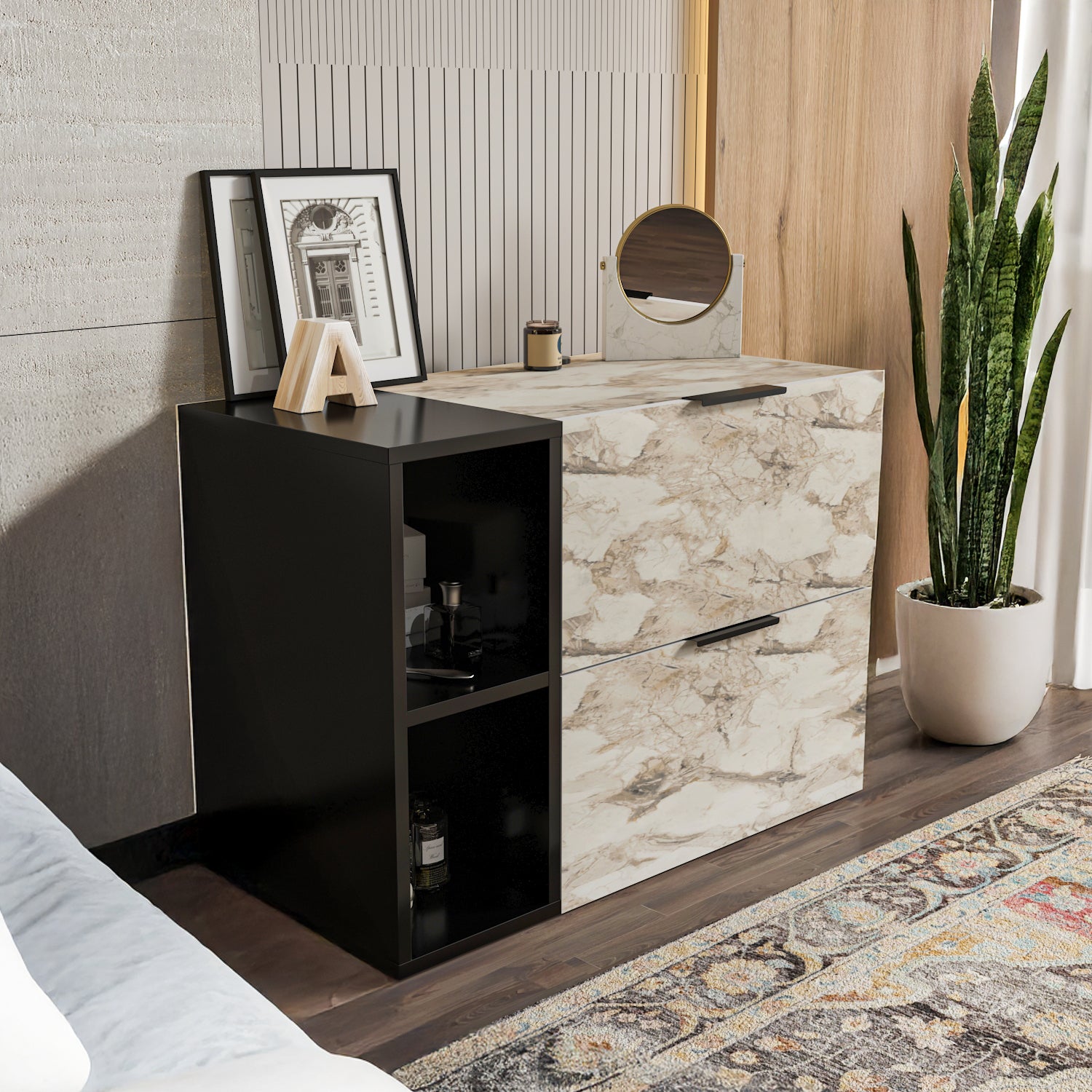 Opheus Modular 2-Drawer Dresser with Open Shelves – Decorotika