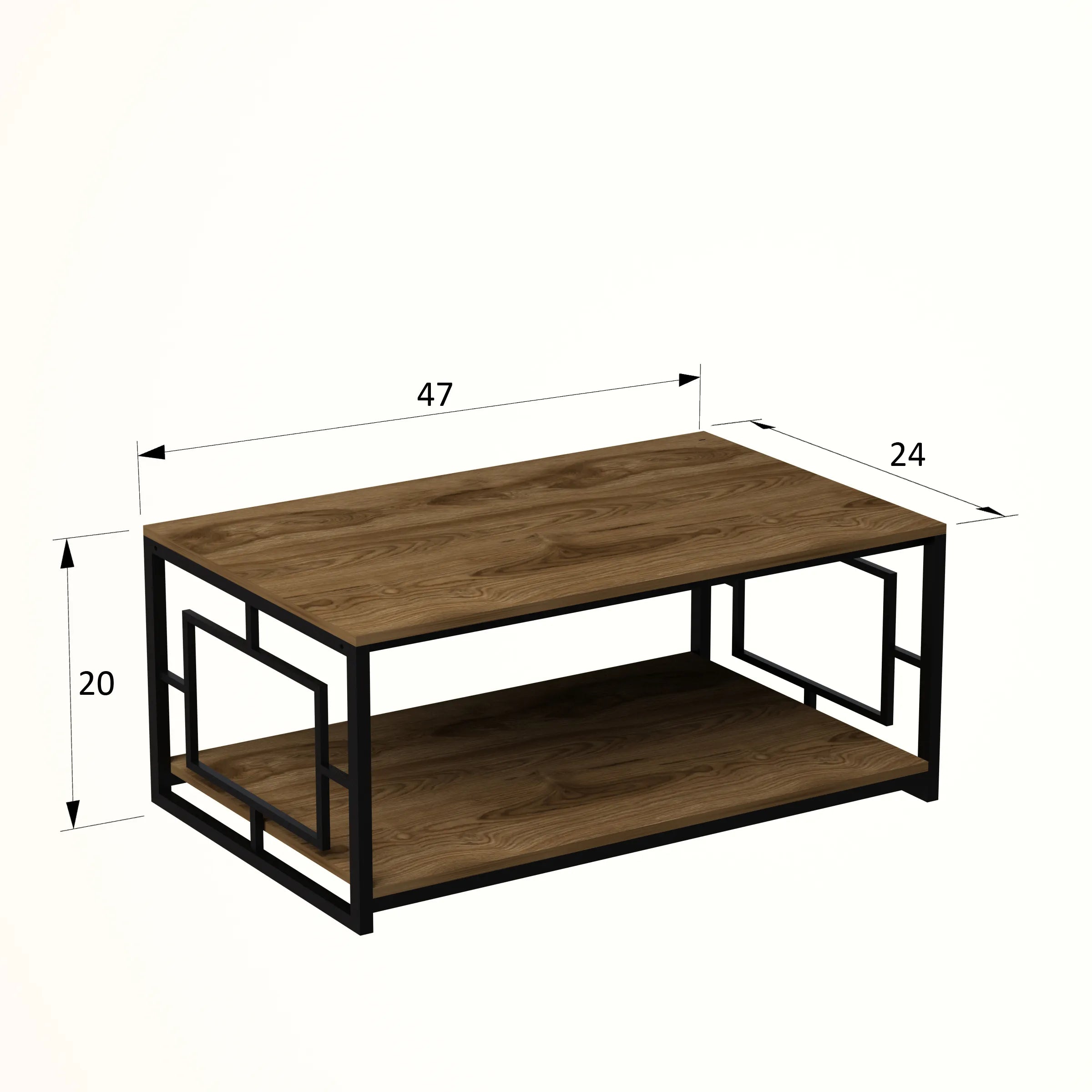 Kelvin 47" Wide Industrial Metal Frame Coffee Table | Cocktail Table