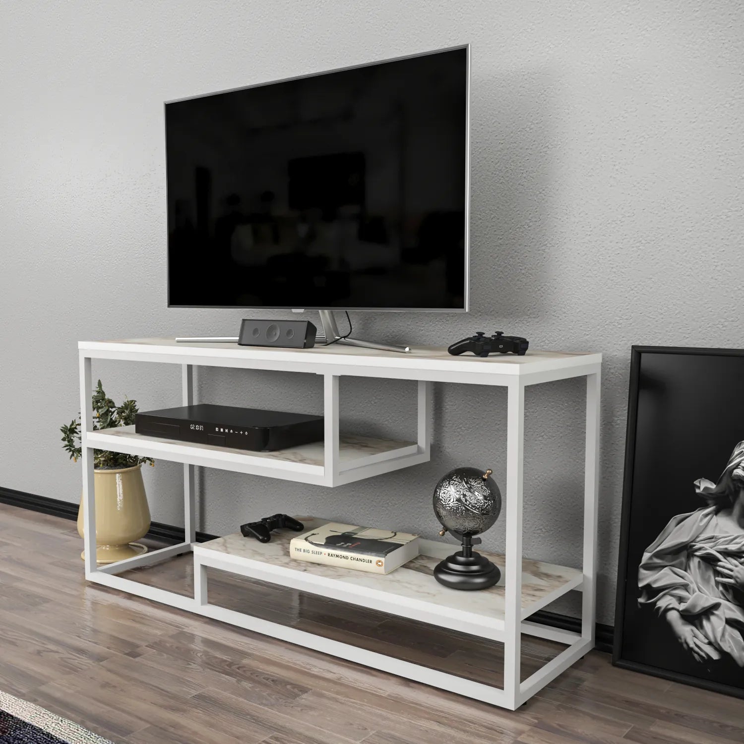 Lorin 47 inch Wide Metal Wood TV Stand Media Console for TVs up to 55 inch