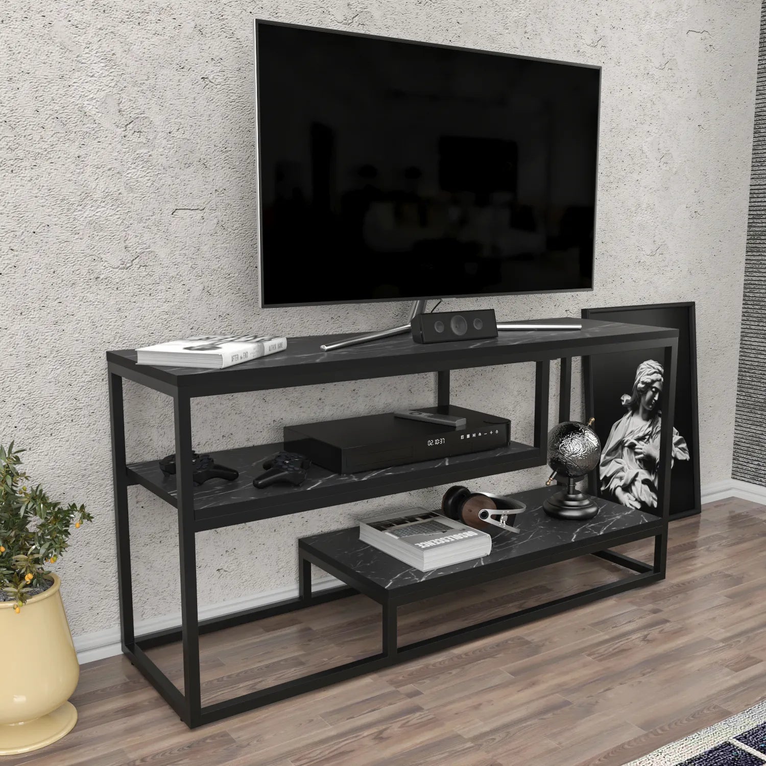 Lorin 47 inch Wide Metal Wood TV Stand Media Console for TVs up to 55 inch