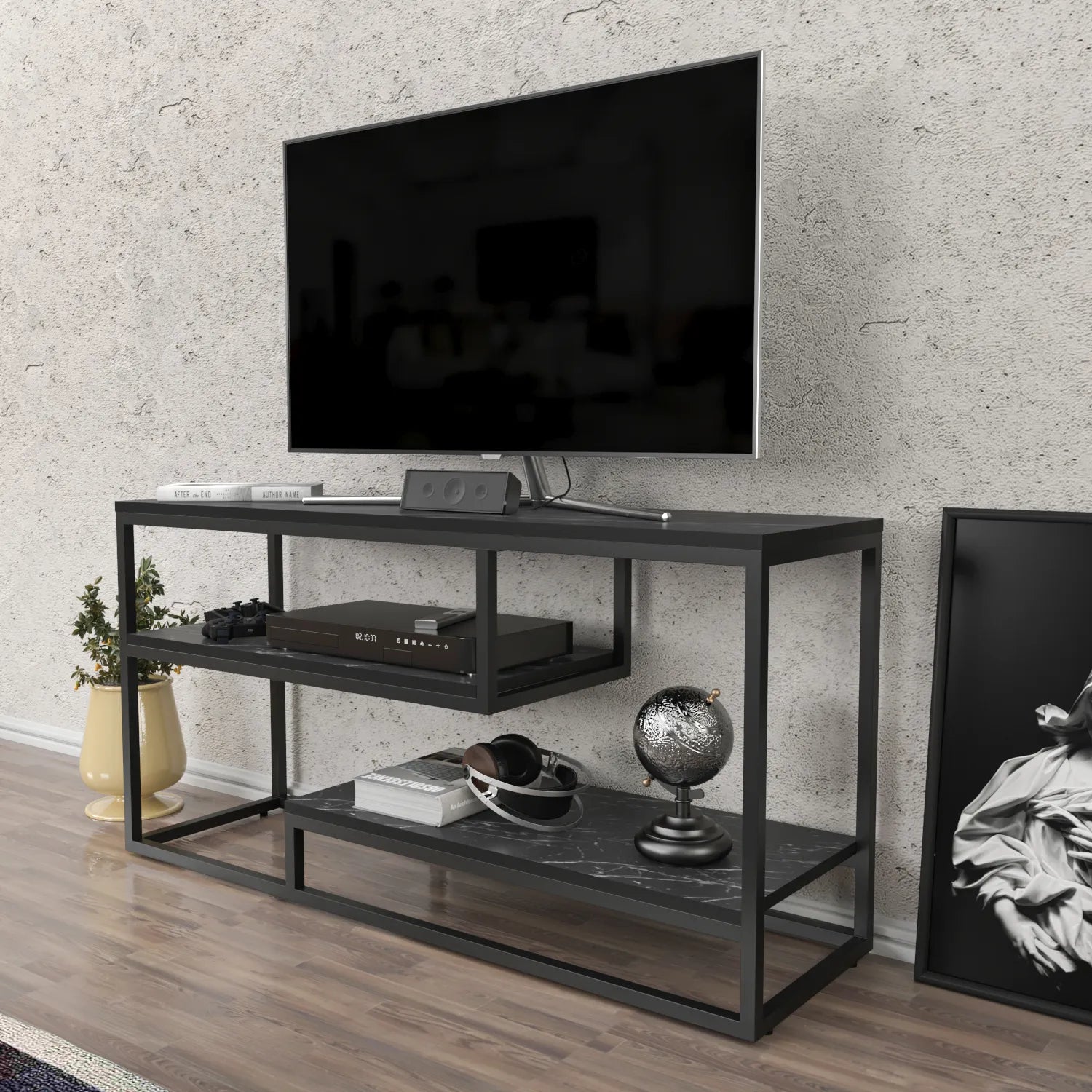 Tv stand online black metal