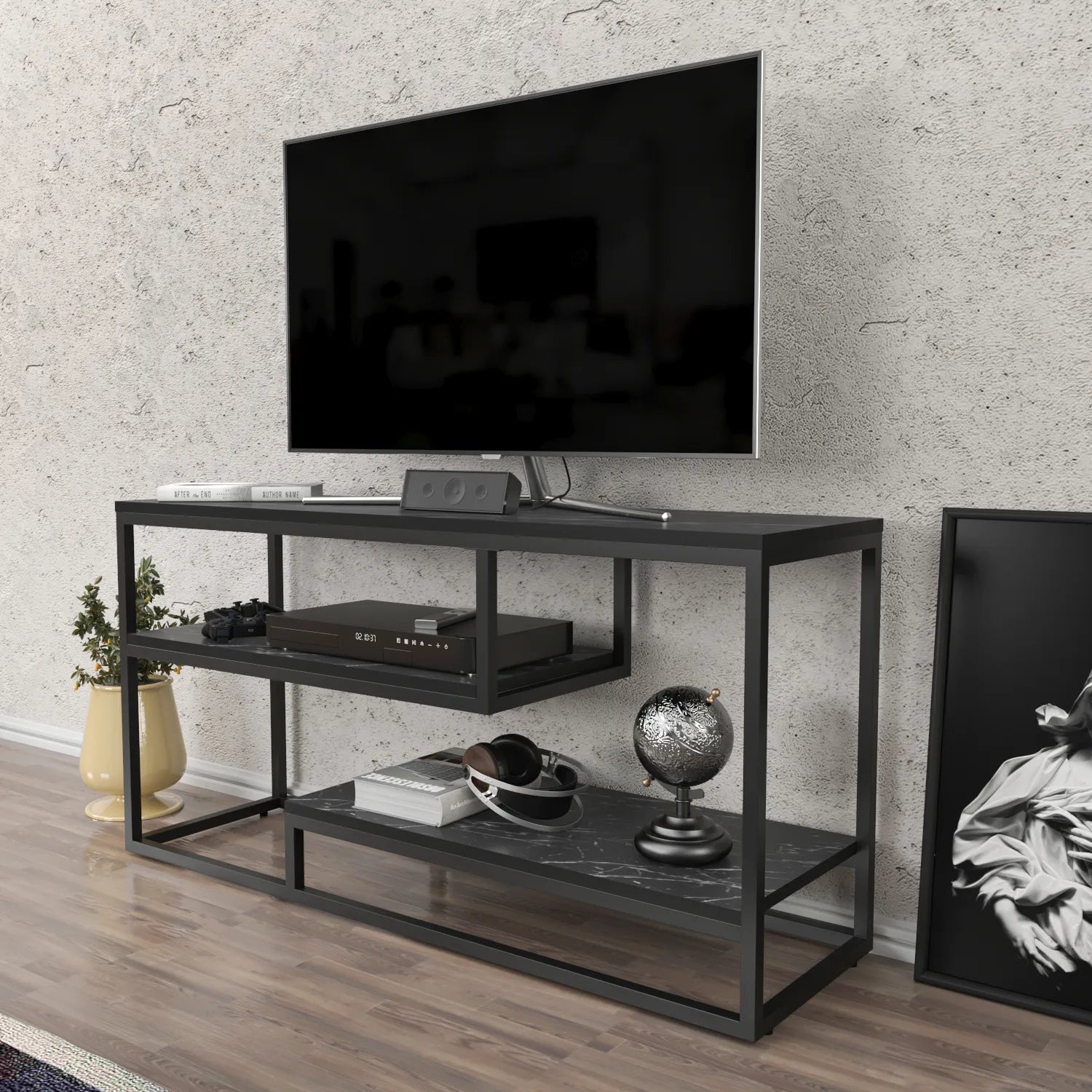 Lorin 47 inch Wide Metal Wood TV Stand Media Console for TVs up to 55 inch